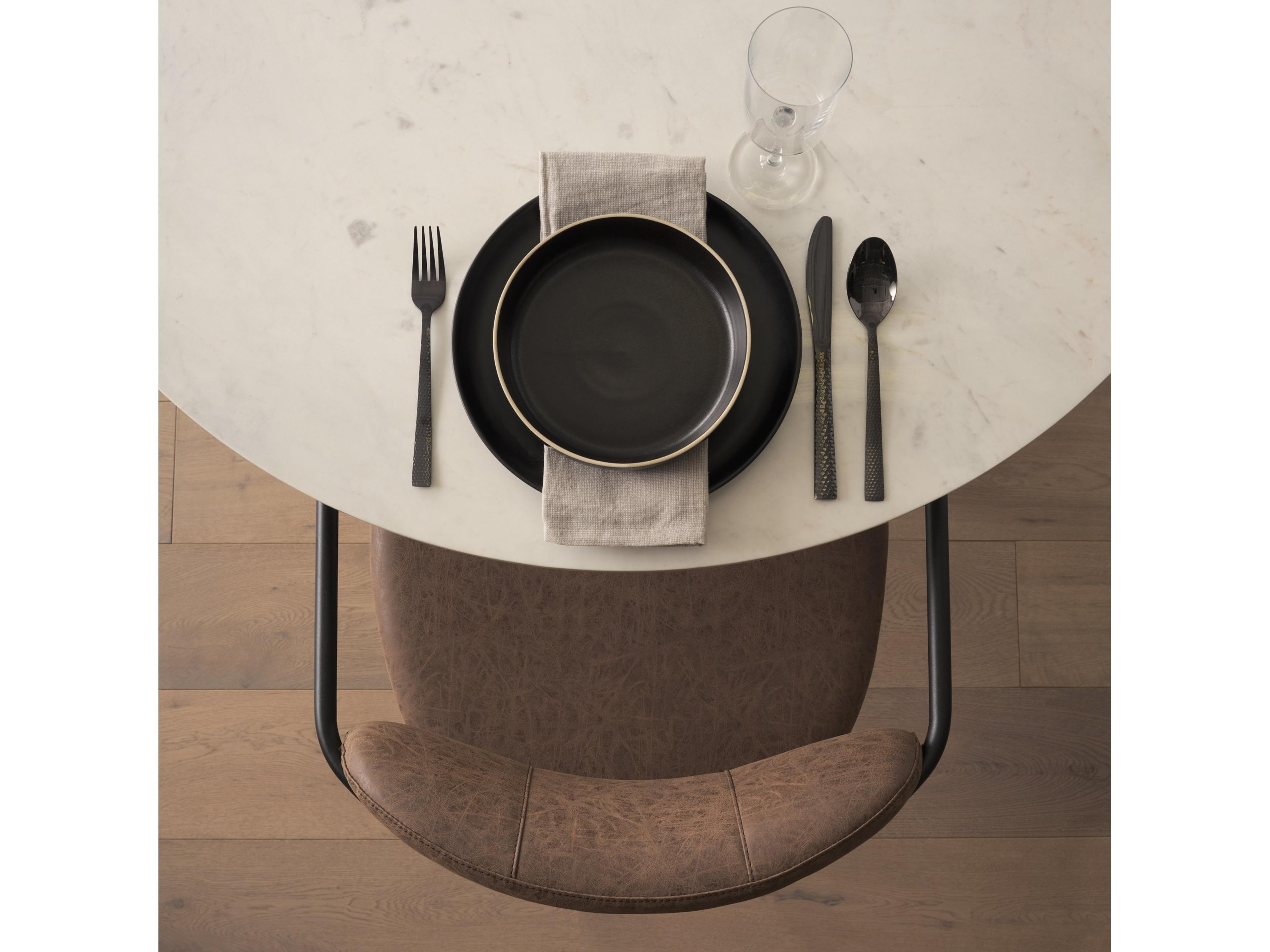 Mercana Parker Muted Brown Faux Leather w/ Black Metal Dining Chair