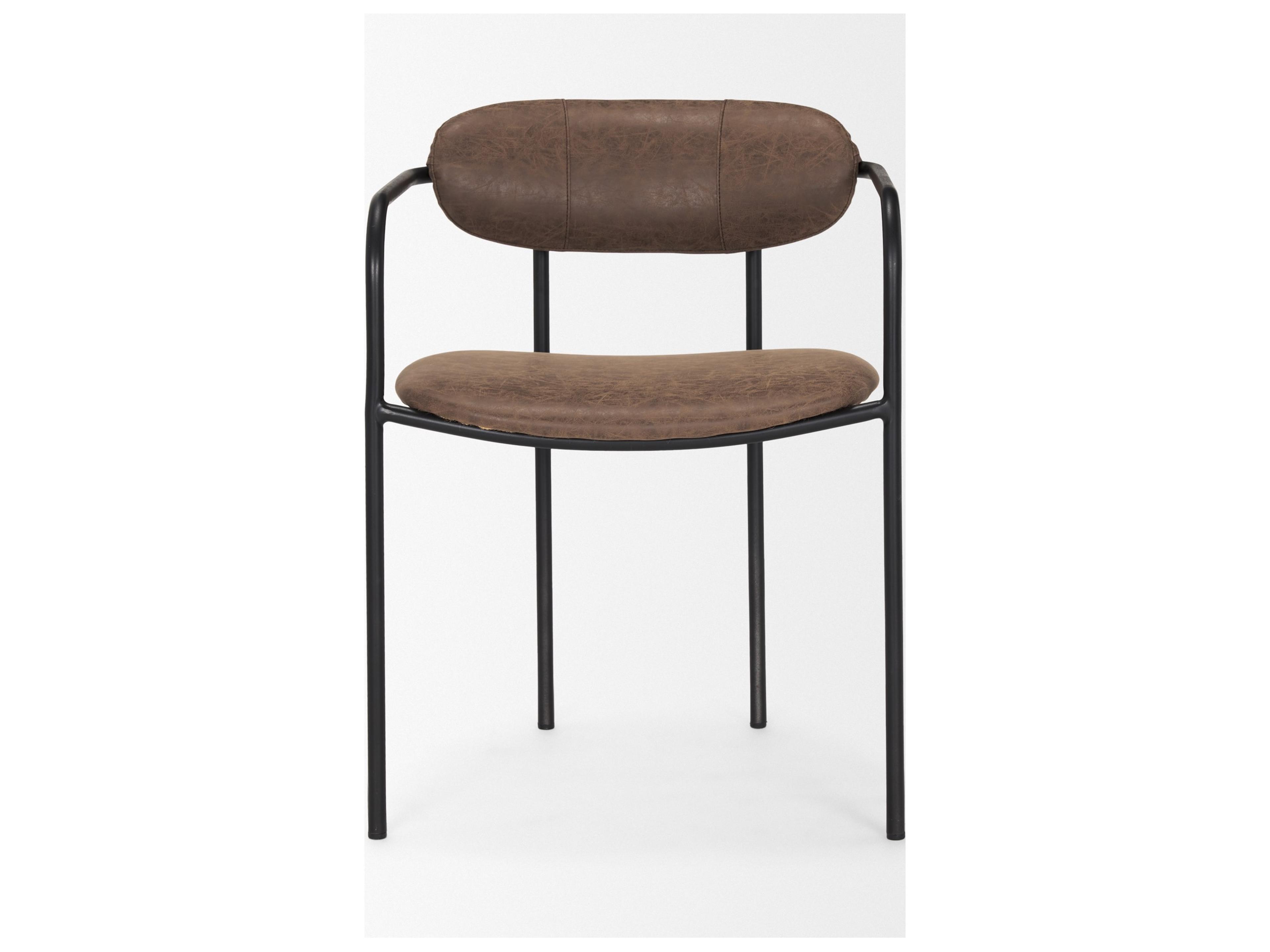 Mercana Parker Muted Brown Faux Leather w/ Black Metal Dining Chair