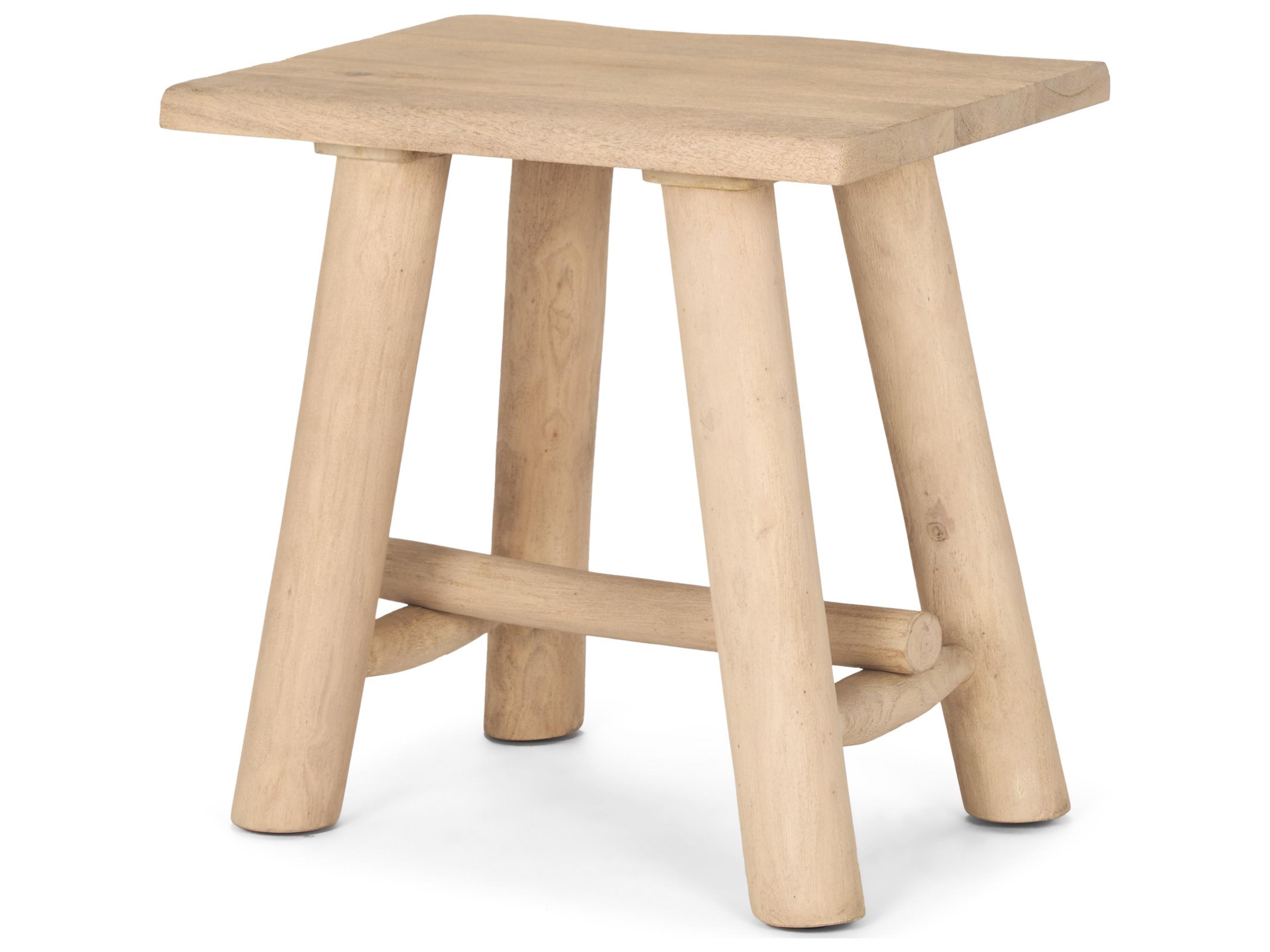 Sekou Light Brown Short Wooden Craftsman Stool