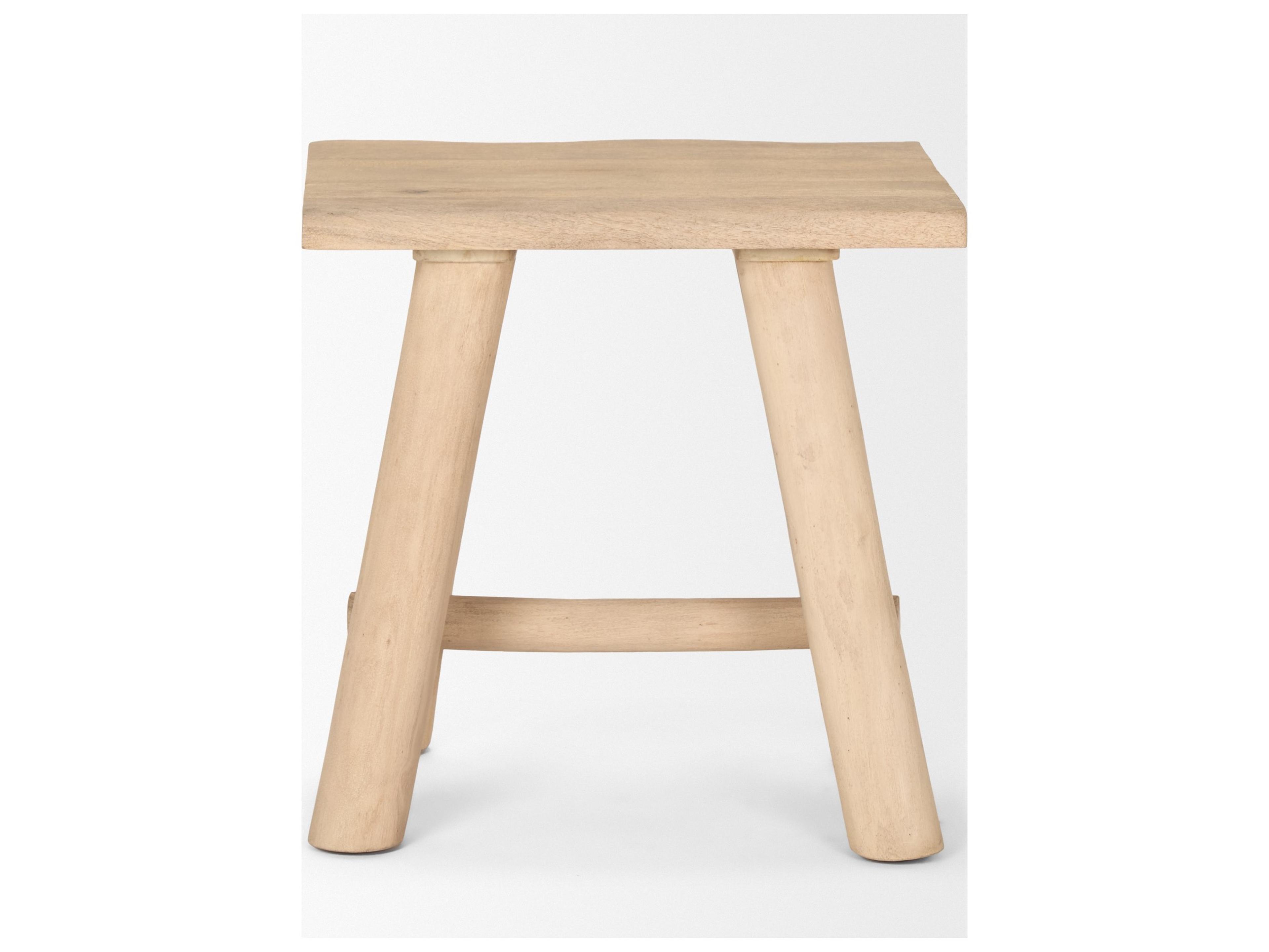 Mercana Sekou Light Brown Short Wooden Craftsman Stool