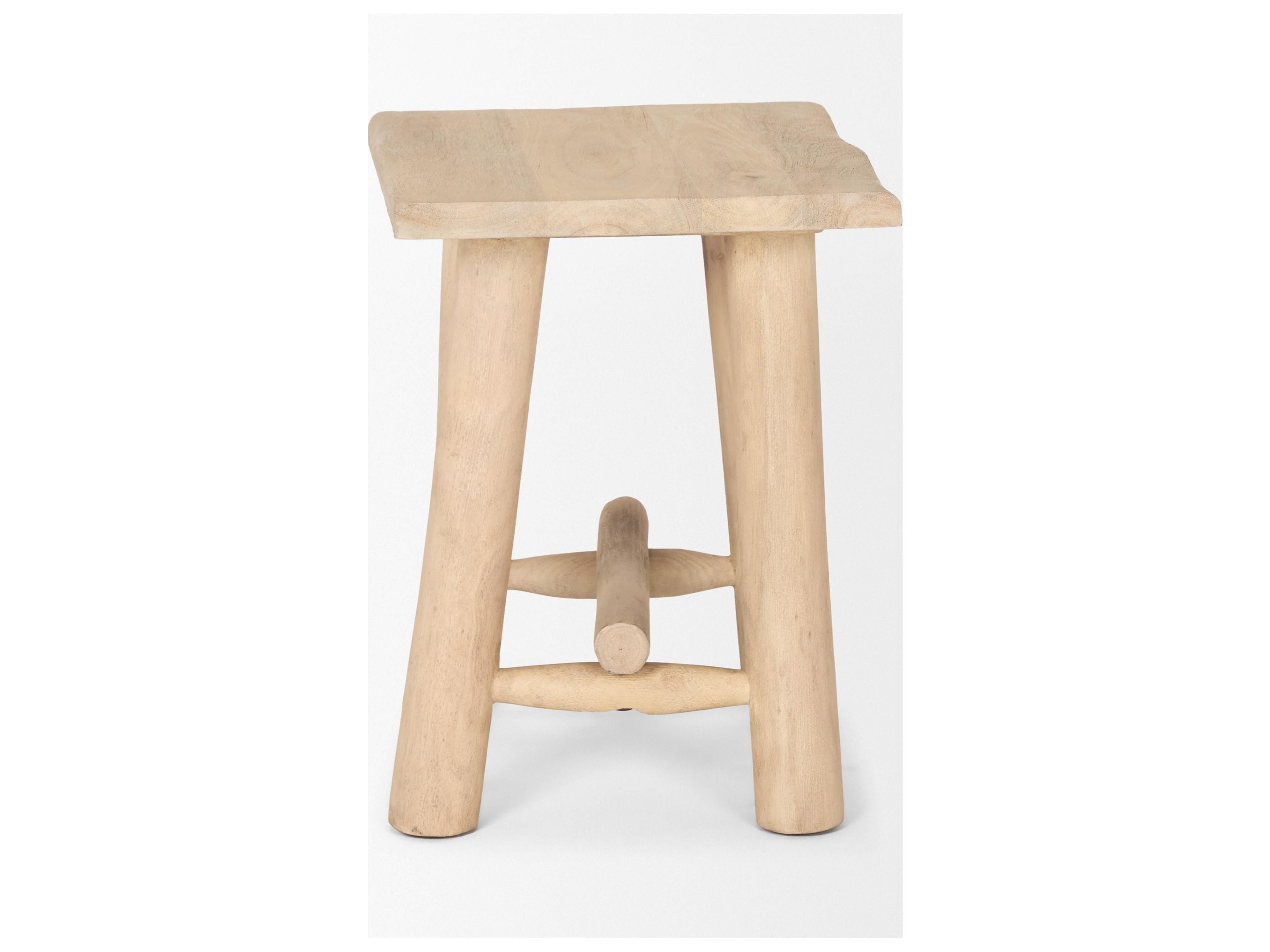 Mercana Sekou Light Brown Short Wooden Craftsman Stool