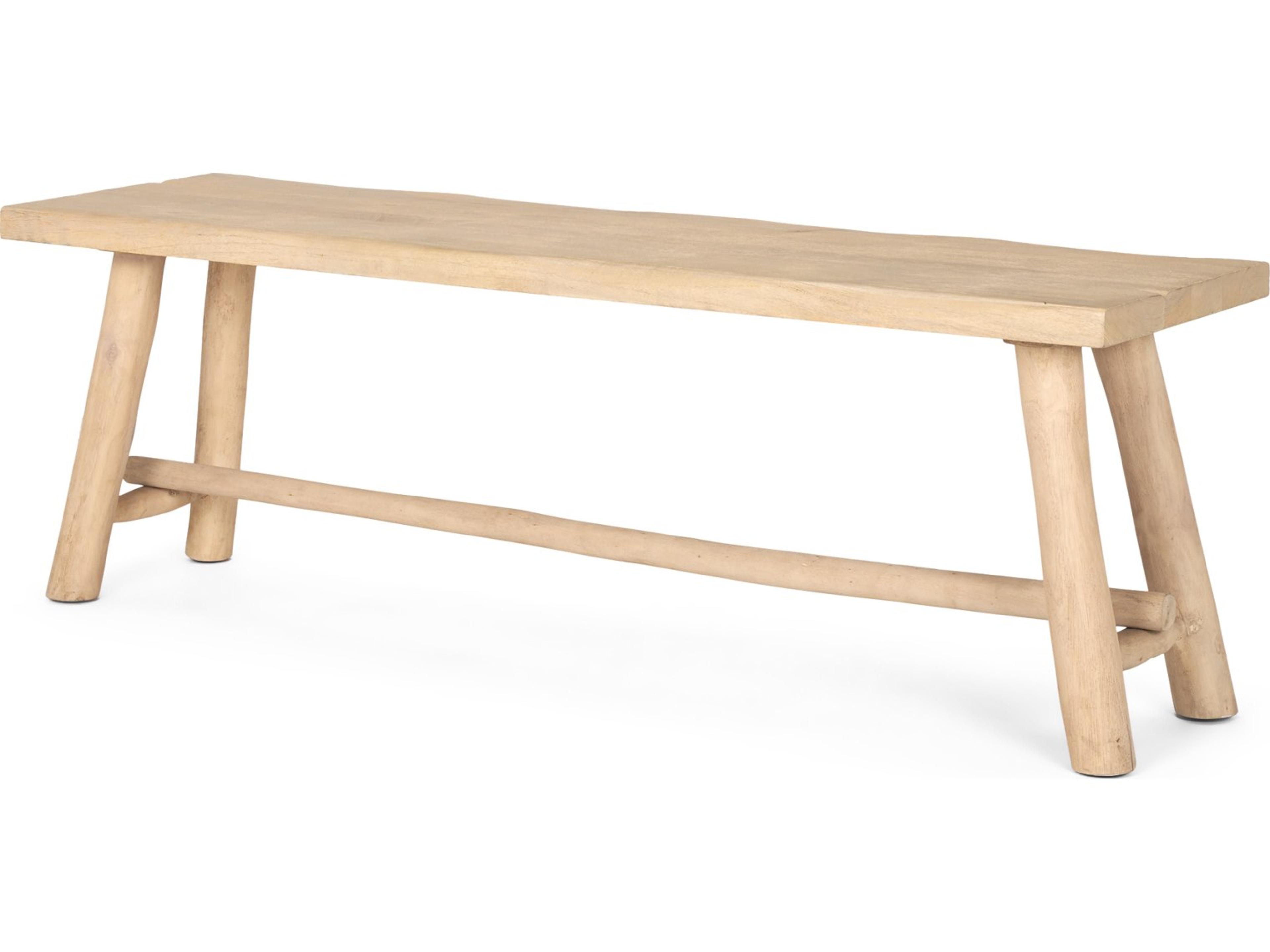 Sekou Light Brown Wooden Craftsman Bench