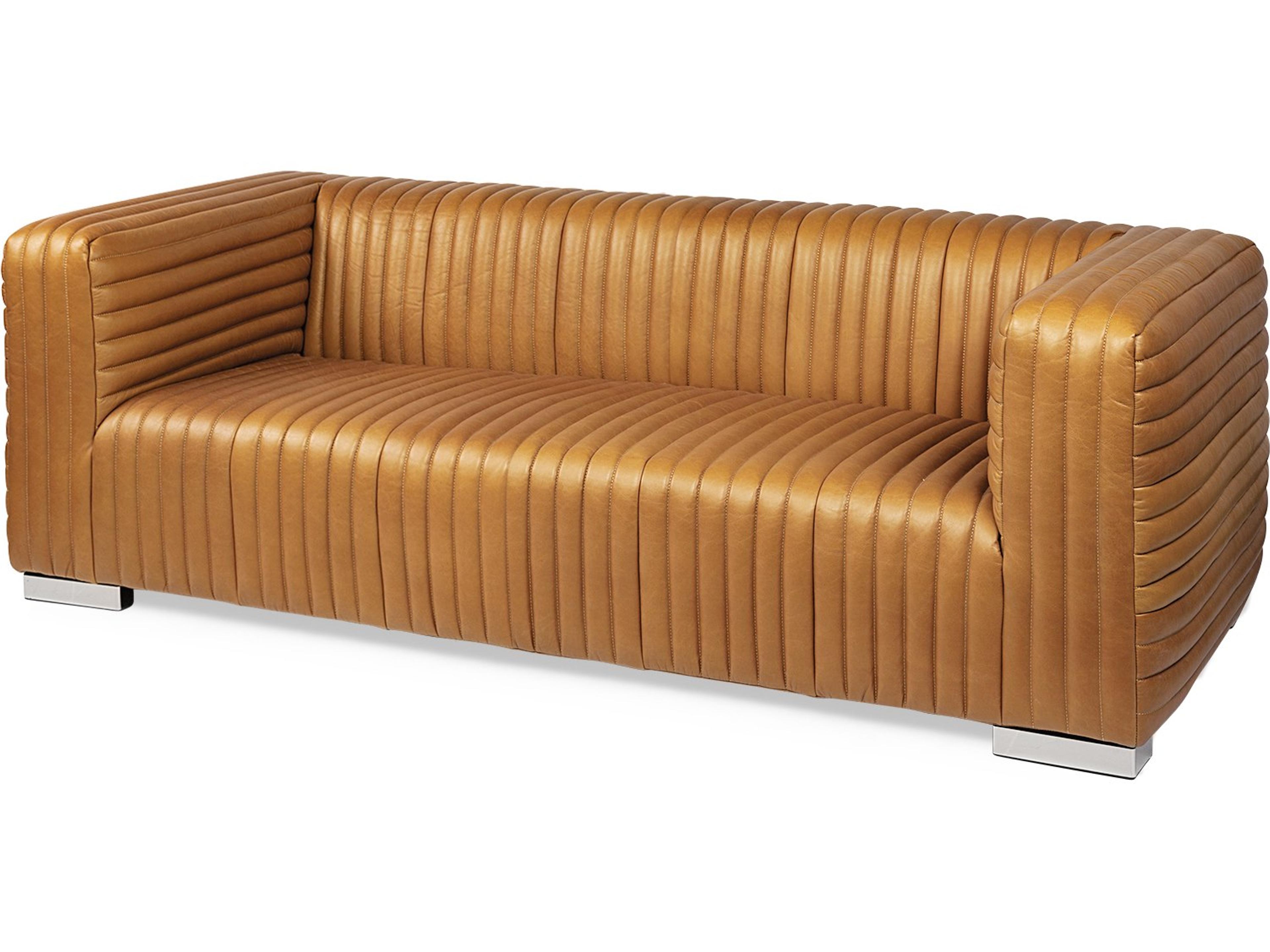 Ricciardo Cognac Leather Three Seater Sofa 82.5L x 38.5W x 26.5H