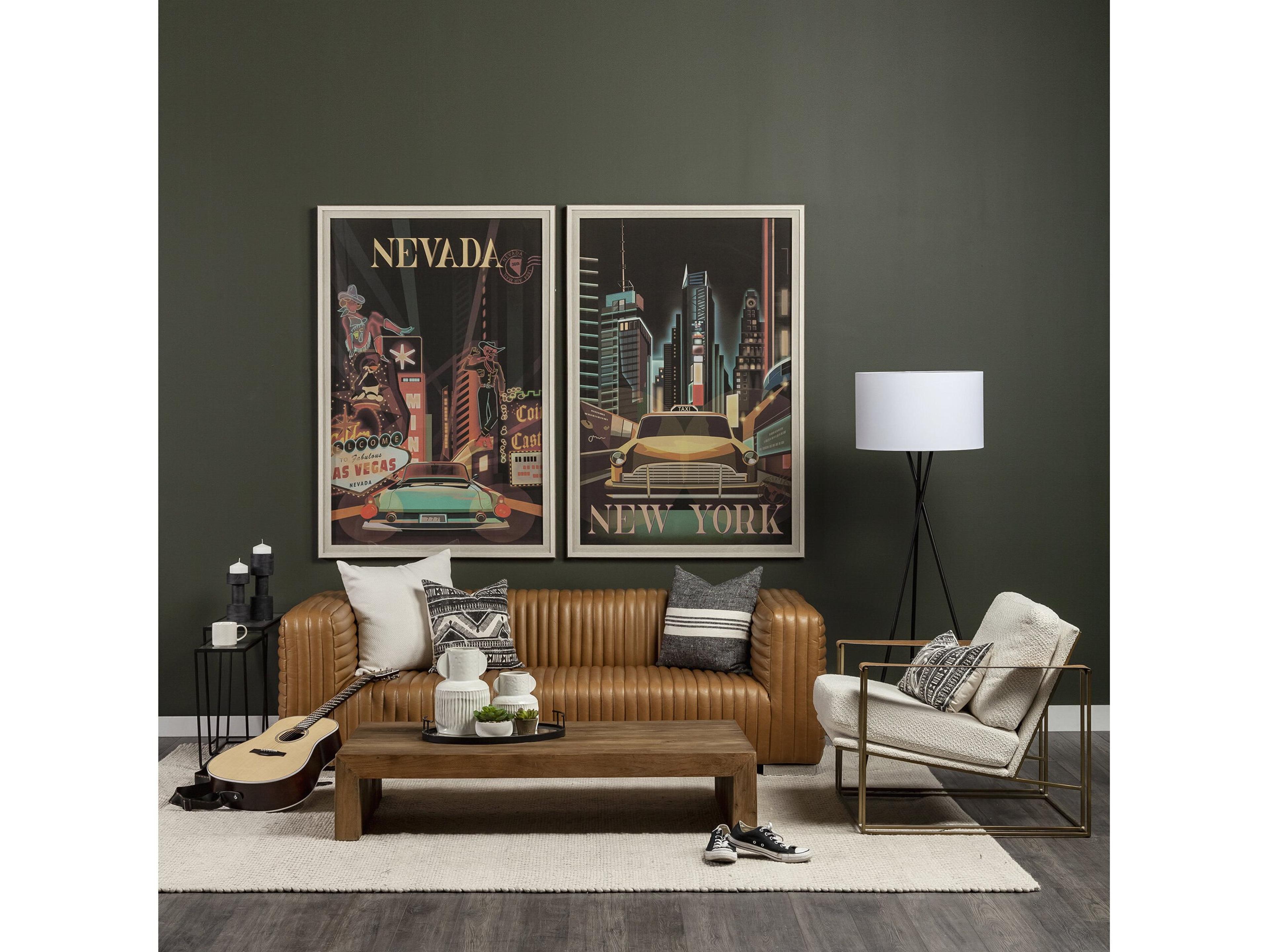 Mercana Ricciardo Cognac Leather Three Seater Sofa 82.5L x 38.5W x 26.5H