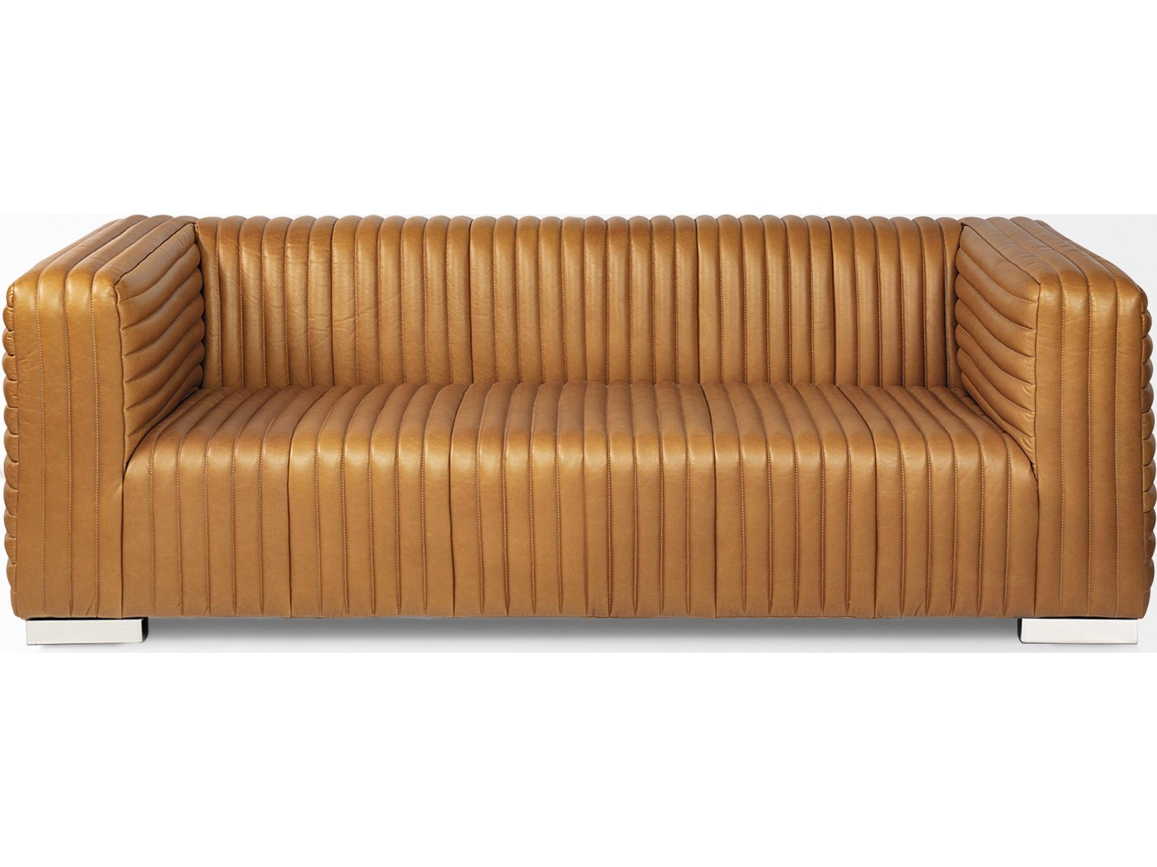 Mercana Ricciardo Cognac Leather Three Seater Sofa 82.5L x 38.5W x 26.5H