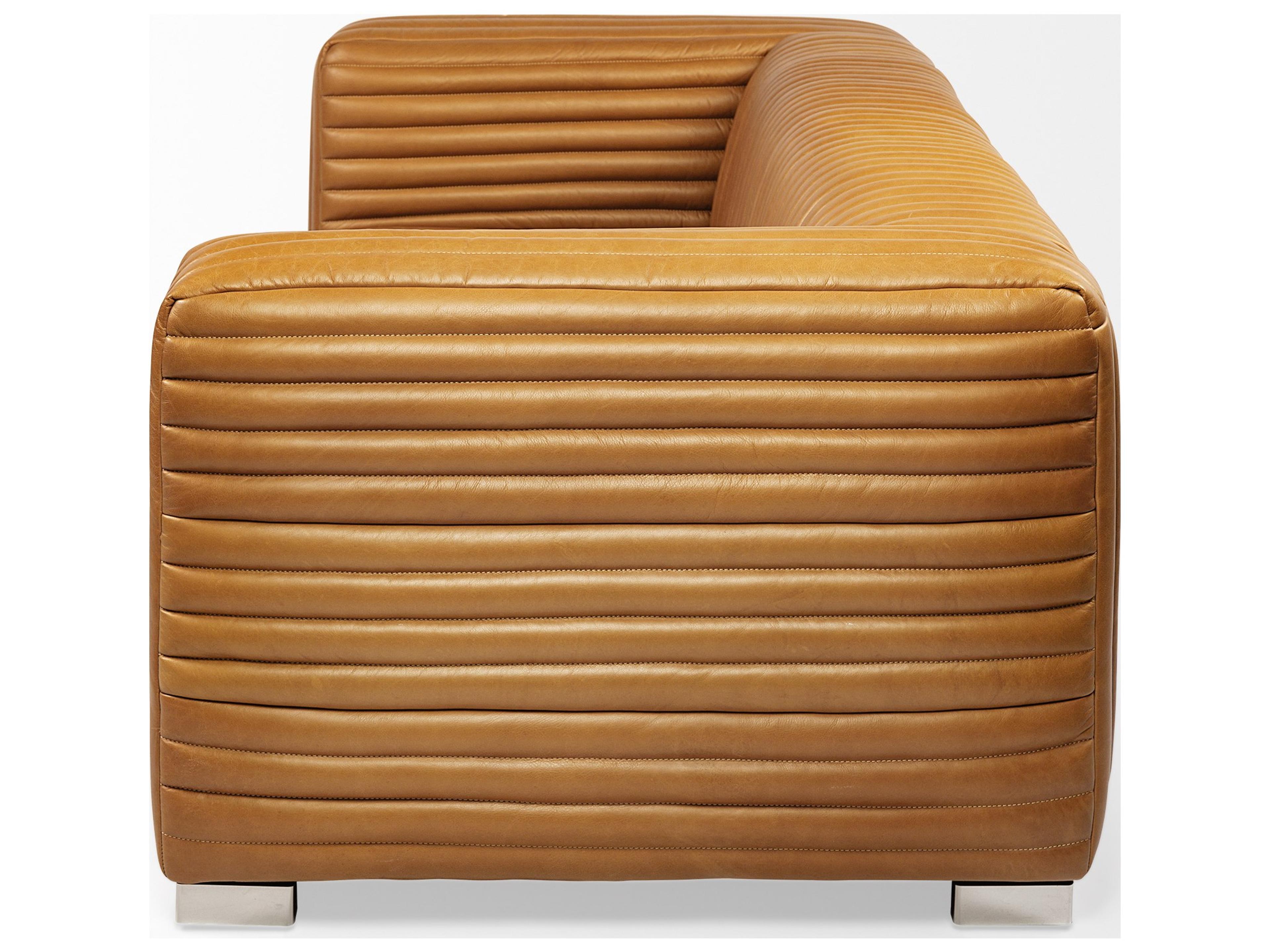 Mercana Ricciardo Cognac Leather Three Seater Sofa 82.5L x 38.5W x 26.5H