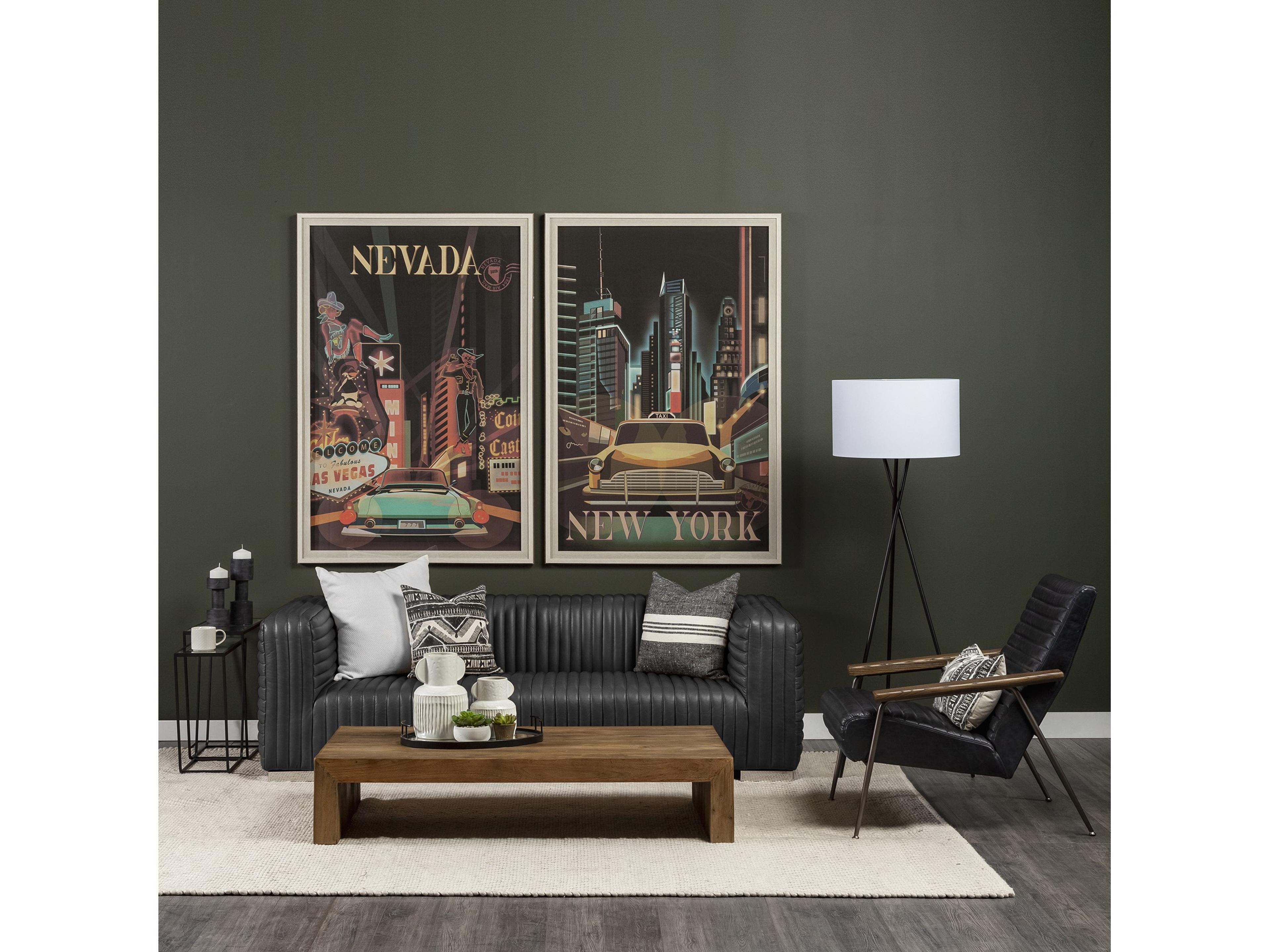 Mercana Ricciardo Black Leather Wrapped Three Seater Sofa 82.5L x 38.5W x 26.5H