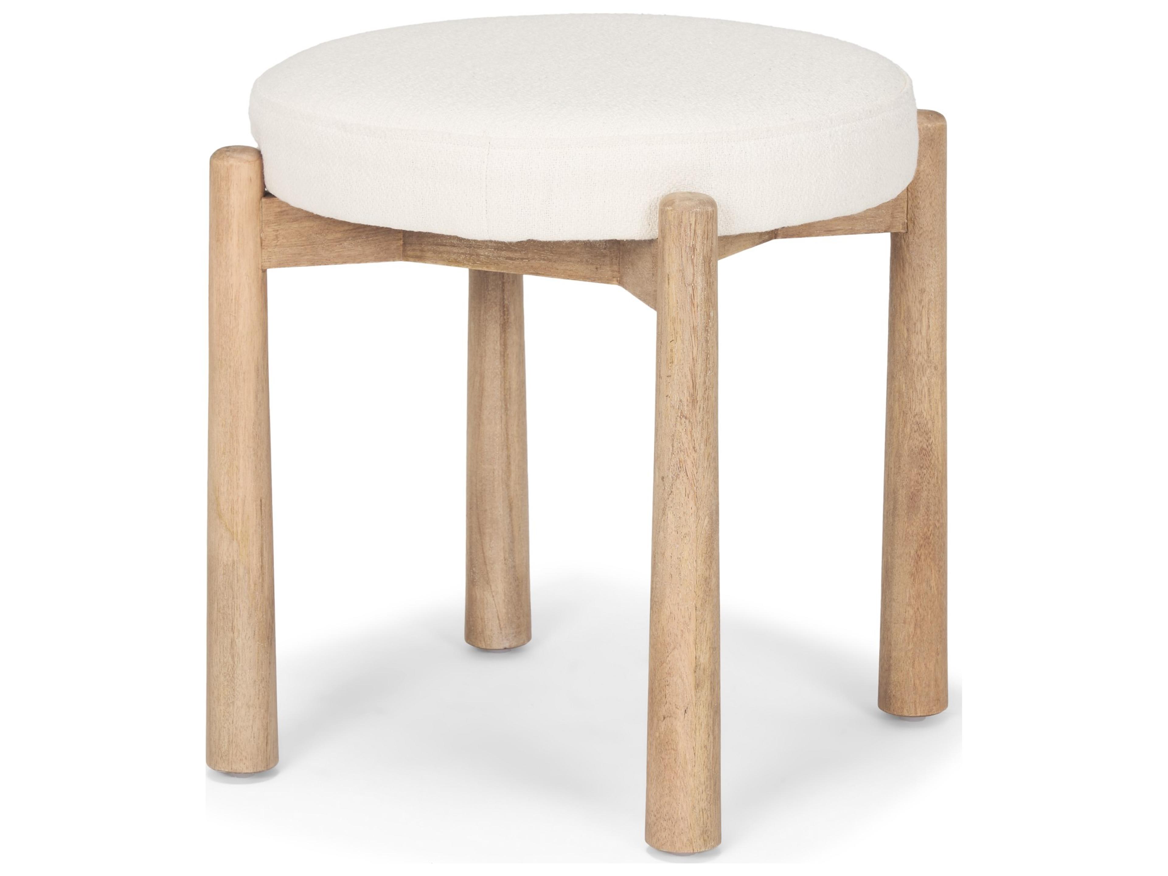 Shaiden Brown Wood w/ Cream Fabric Stool