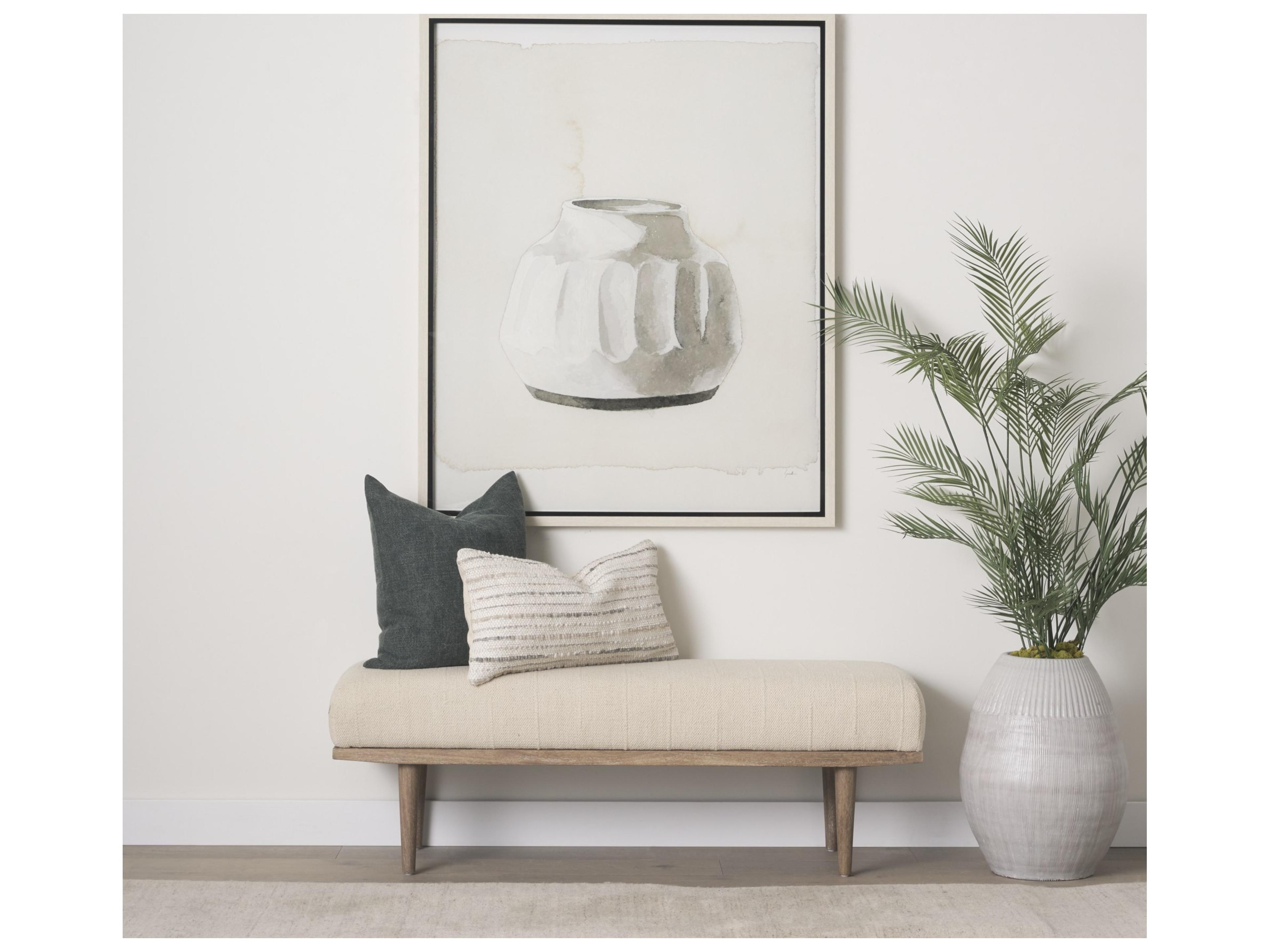 Mercana Shae Brown Wood w/ Oatmeal Fabric Bench