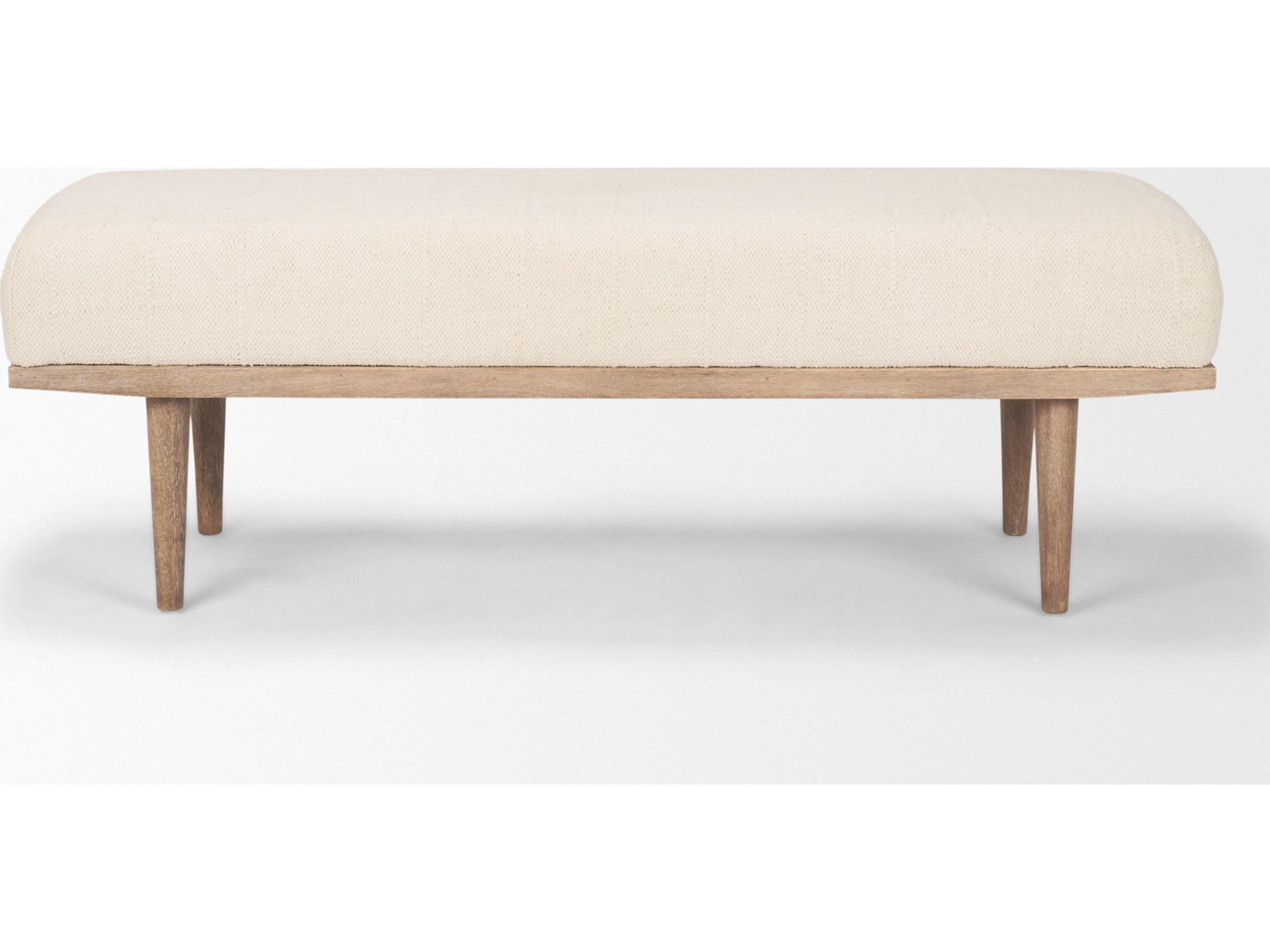 Mercana Shae Brown Wood w/ Oatmeal Fabric Bench