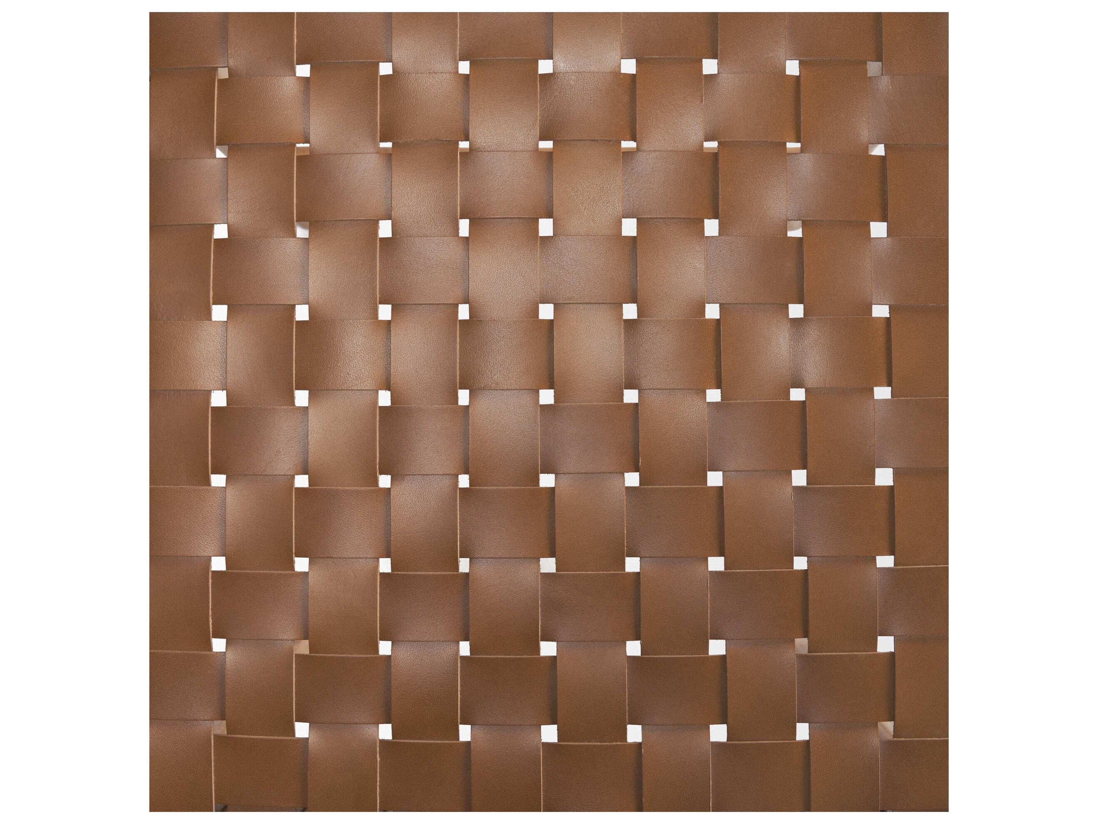 Mercana Shane Brown Wood w/ Woven Brown Leather Counter Stool