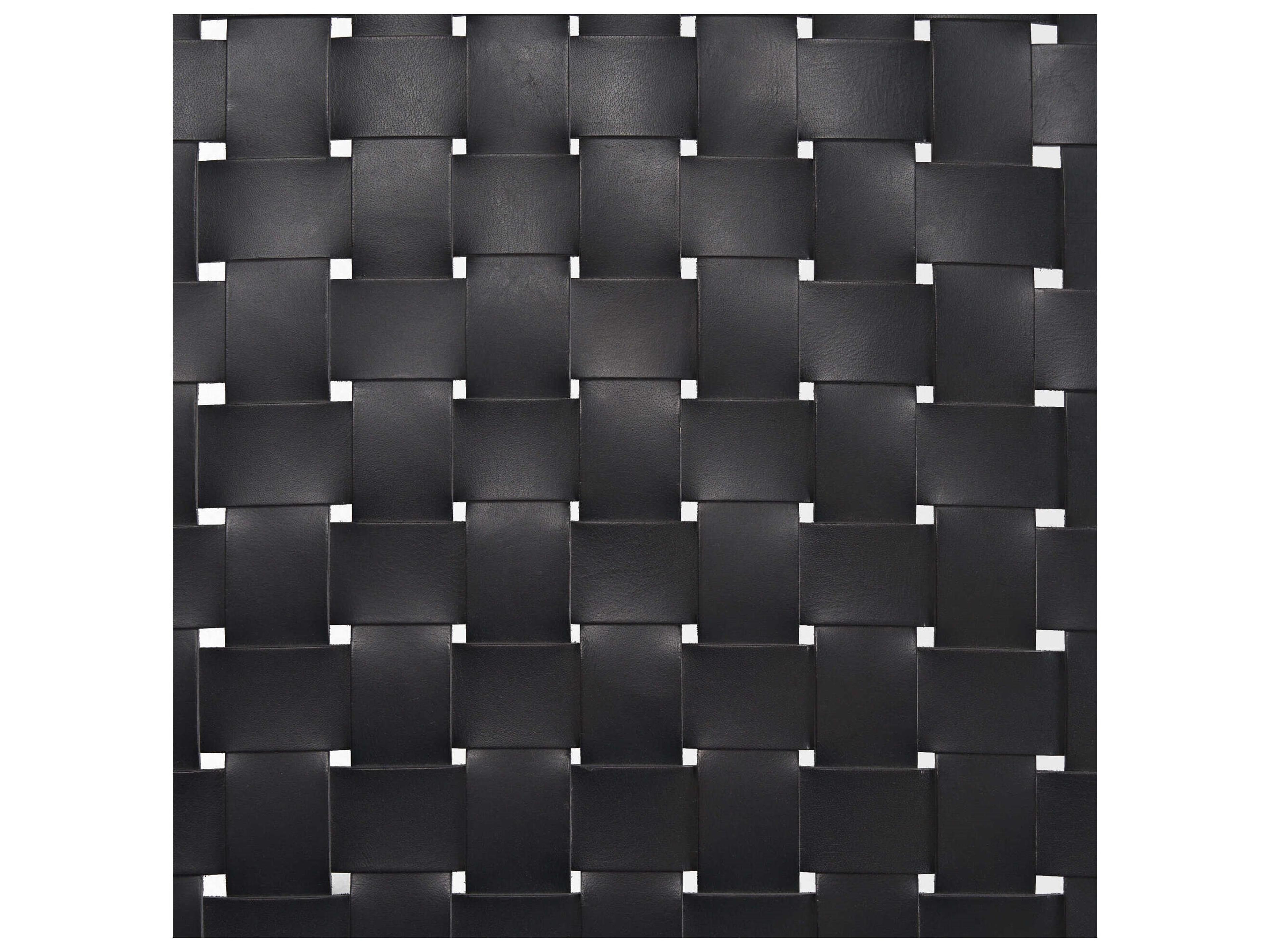 Mercana Shane Black Wood w/ Woven Black Leather Bench