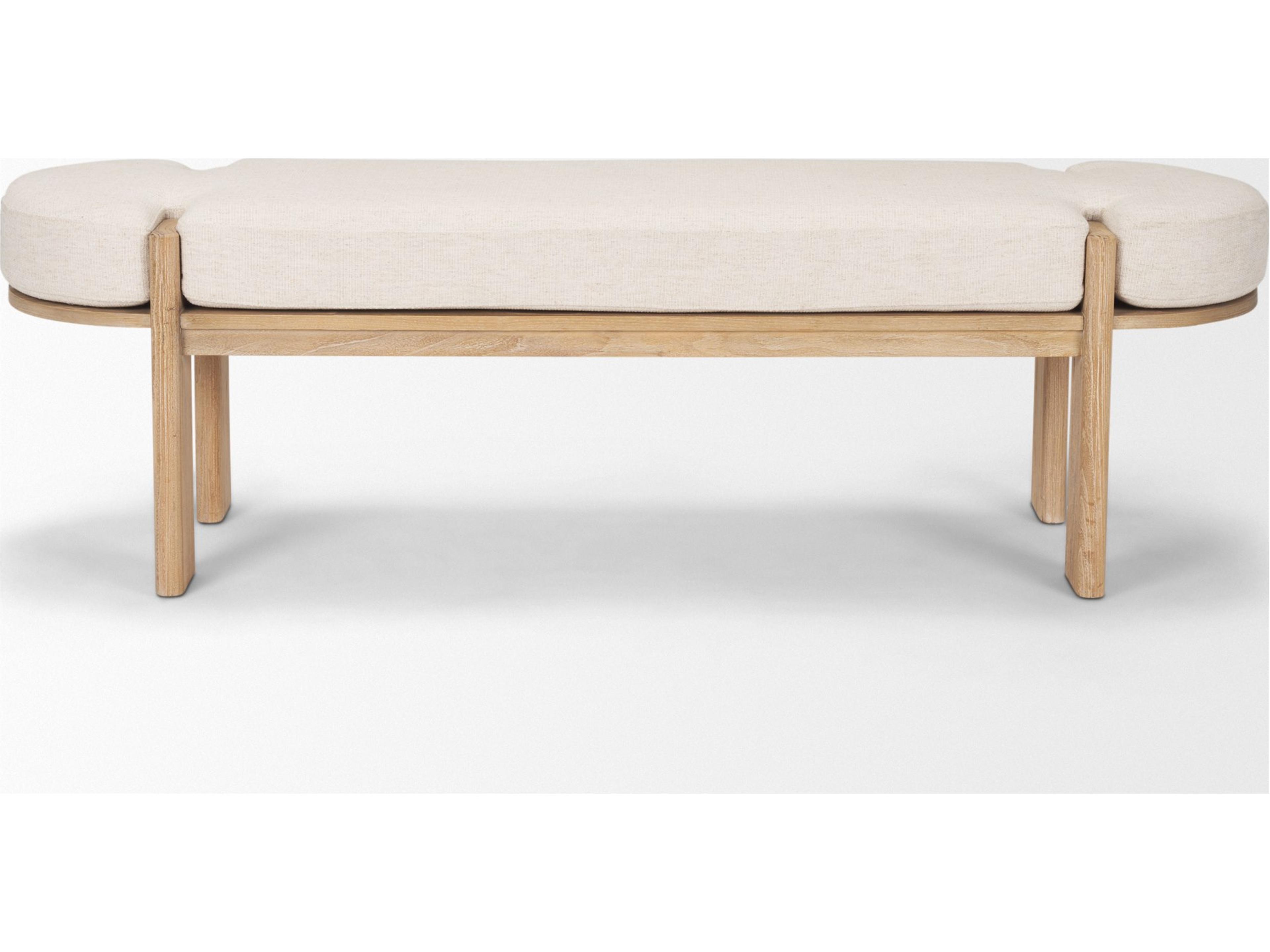 Mercana Sohan Light Brown Elm Wood w/ Oatmeal Fabric Bench