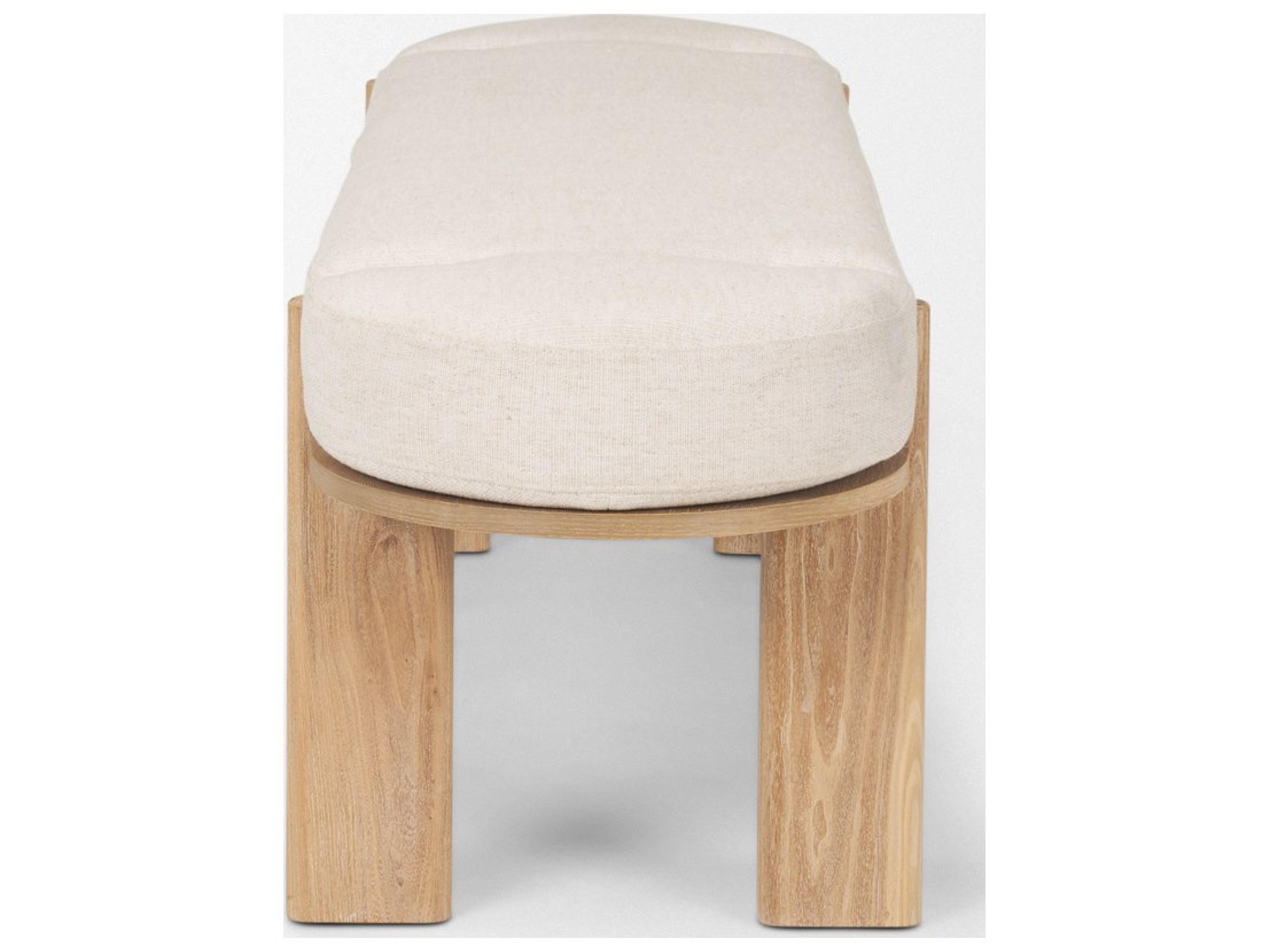 Mercana Sohan Light Brown Elm Wood w/ Oatmeal Fabric Bench