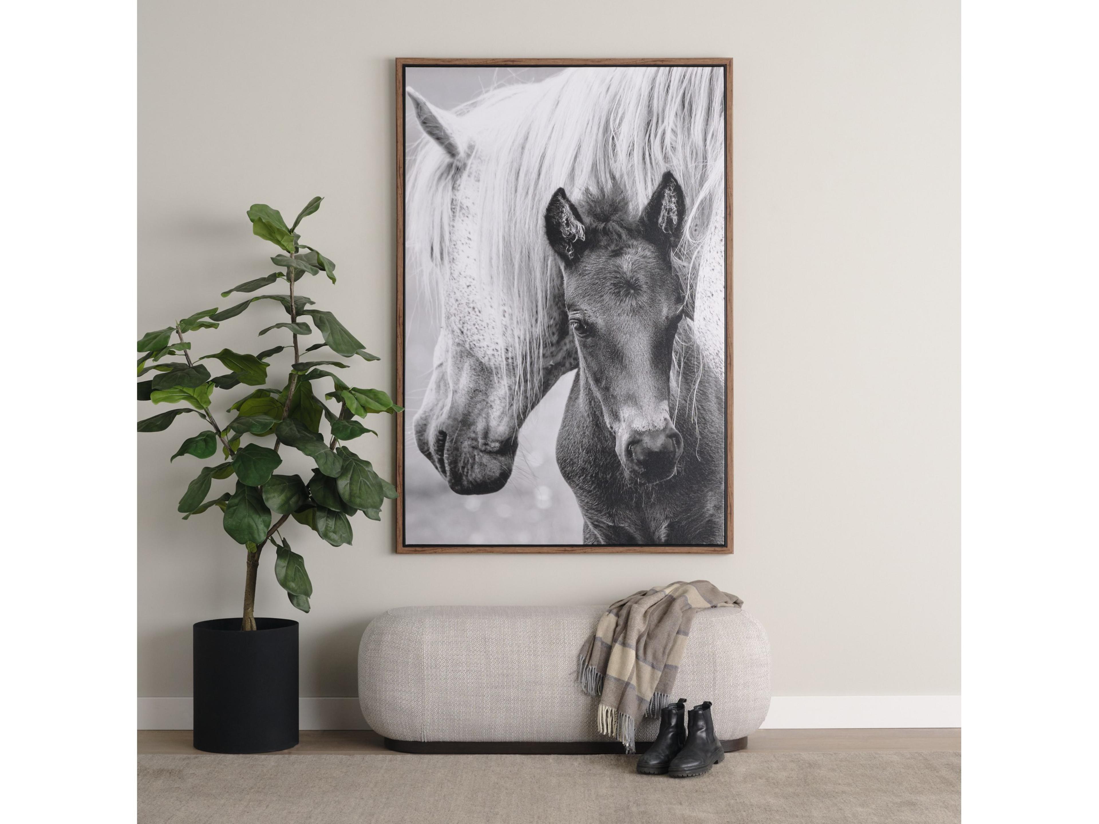 Mercana Siren Gray Fabric w/ Dark Brown Wood Oblong Bench