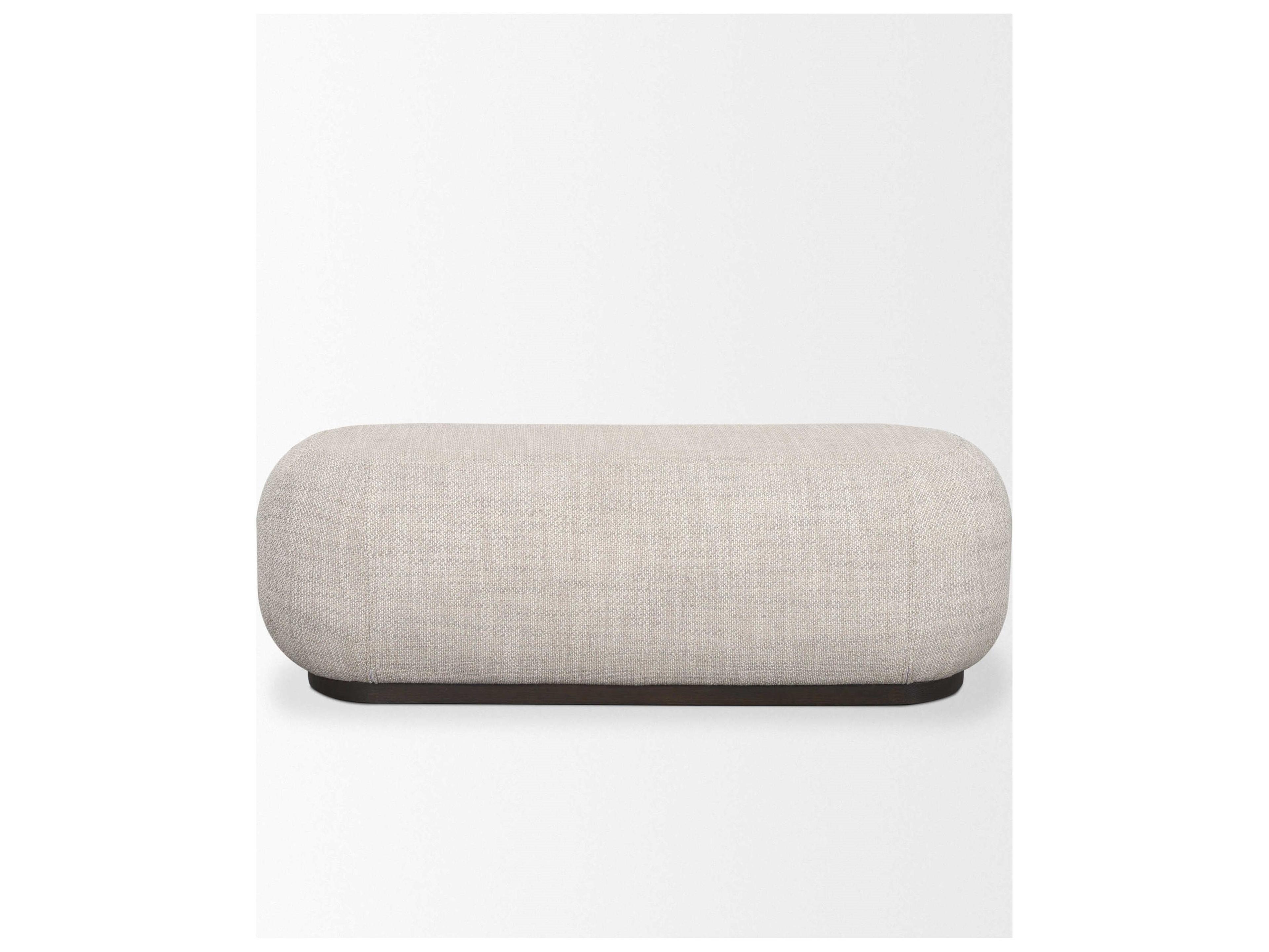 Mercana Siren Gray Fabric w/ Dark Brown Wood Oblong Bench