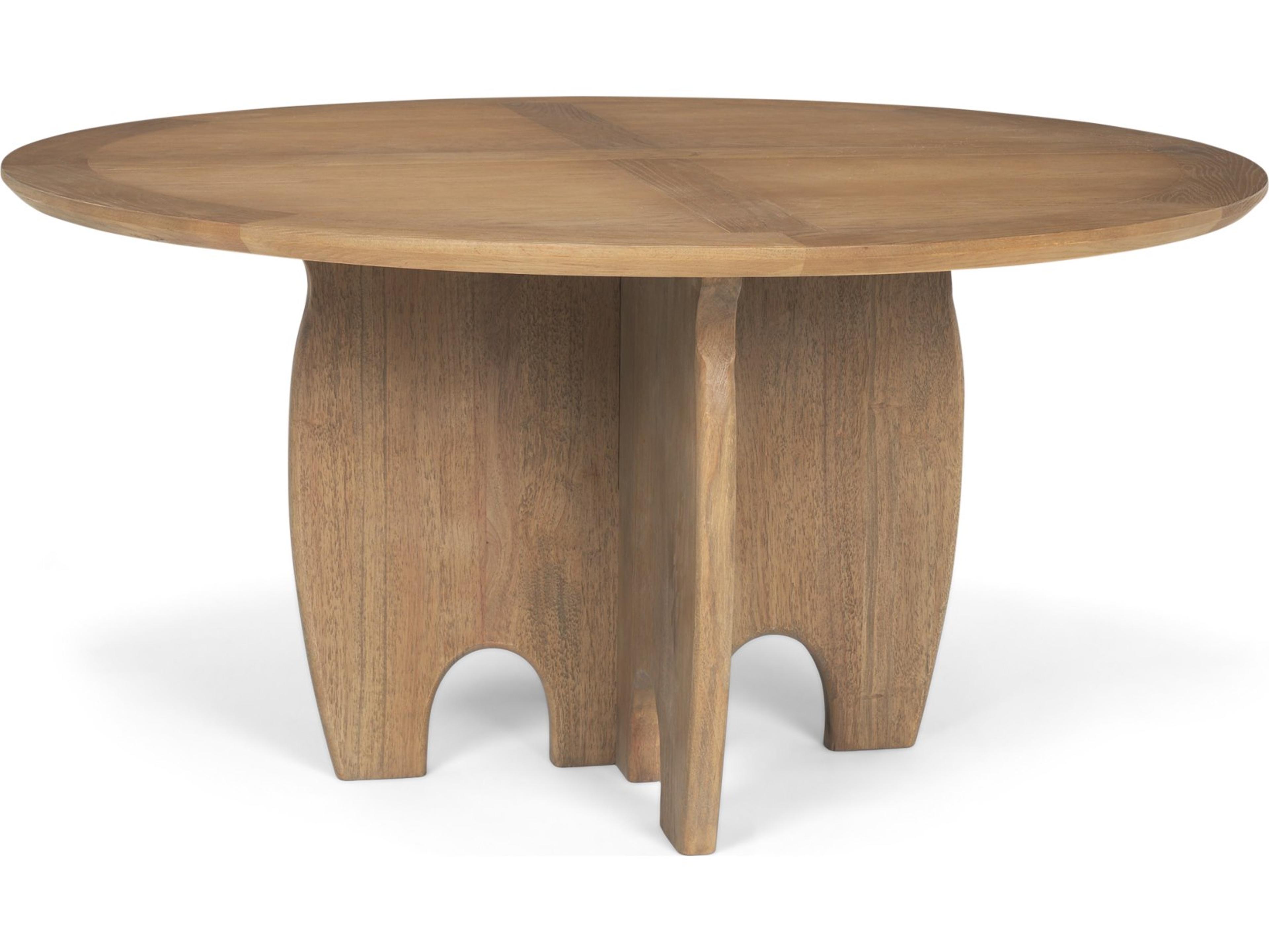 Mercana Sonomi Brown Solid Rubber Wood w/ Round Oak Tabletop Dining Table