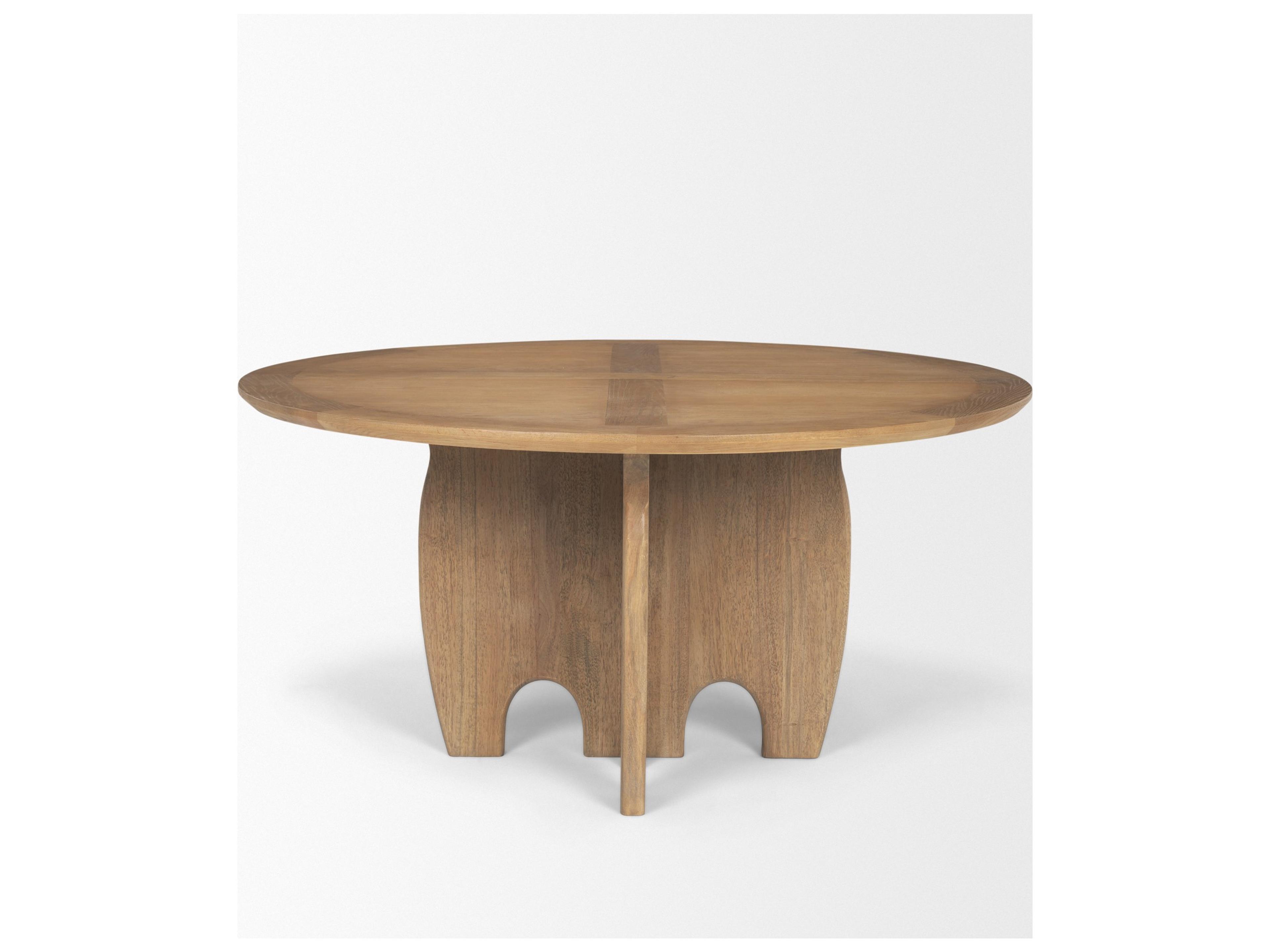 Mercana Sonomi Brown Solid Rubber Wood w/ Round Oak Tabletop Dining Table