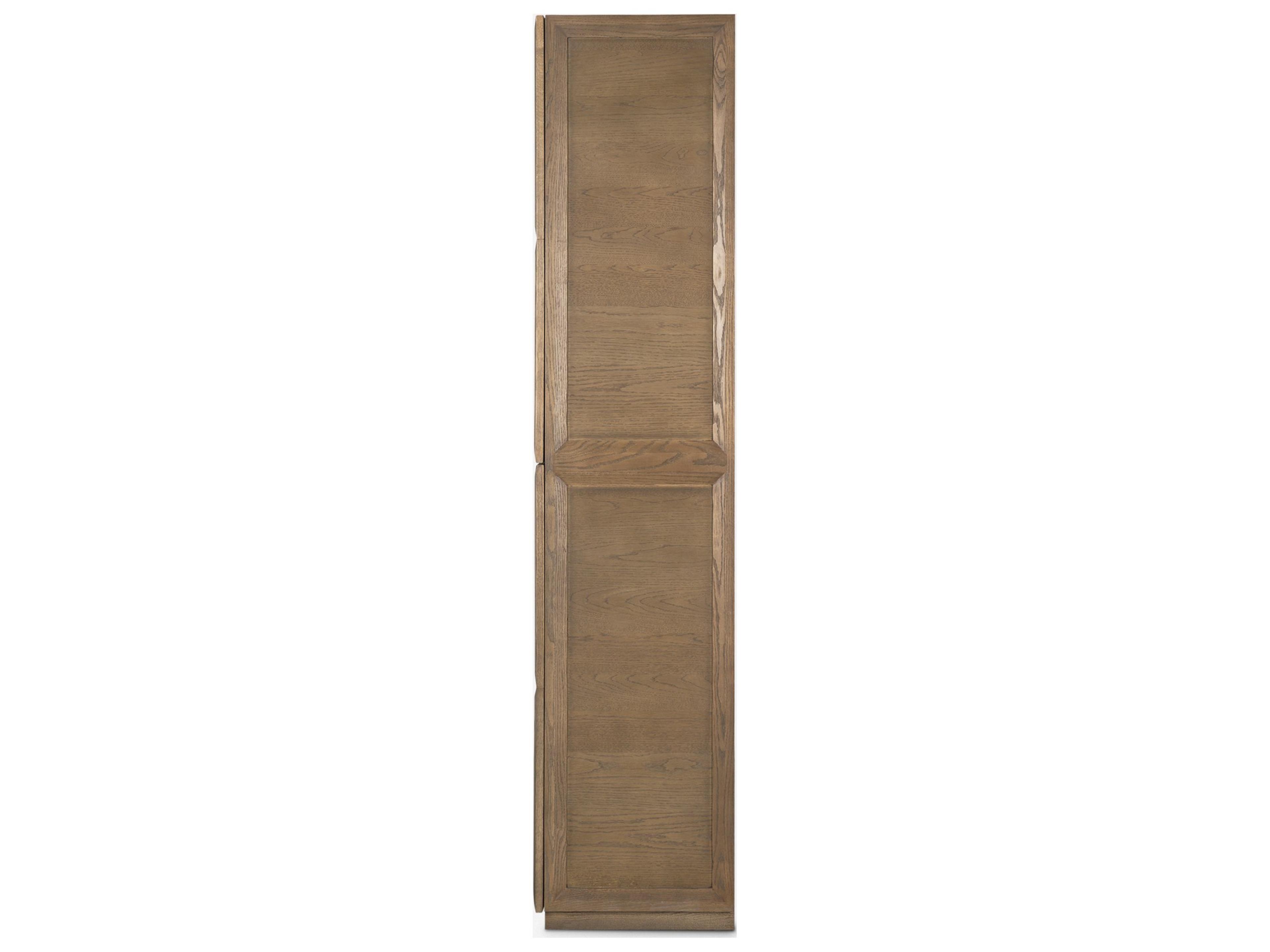 Mercana Sina Brown Oak Wood w/ Natural Rattan 2 Door Curio Cabinet