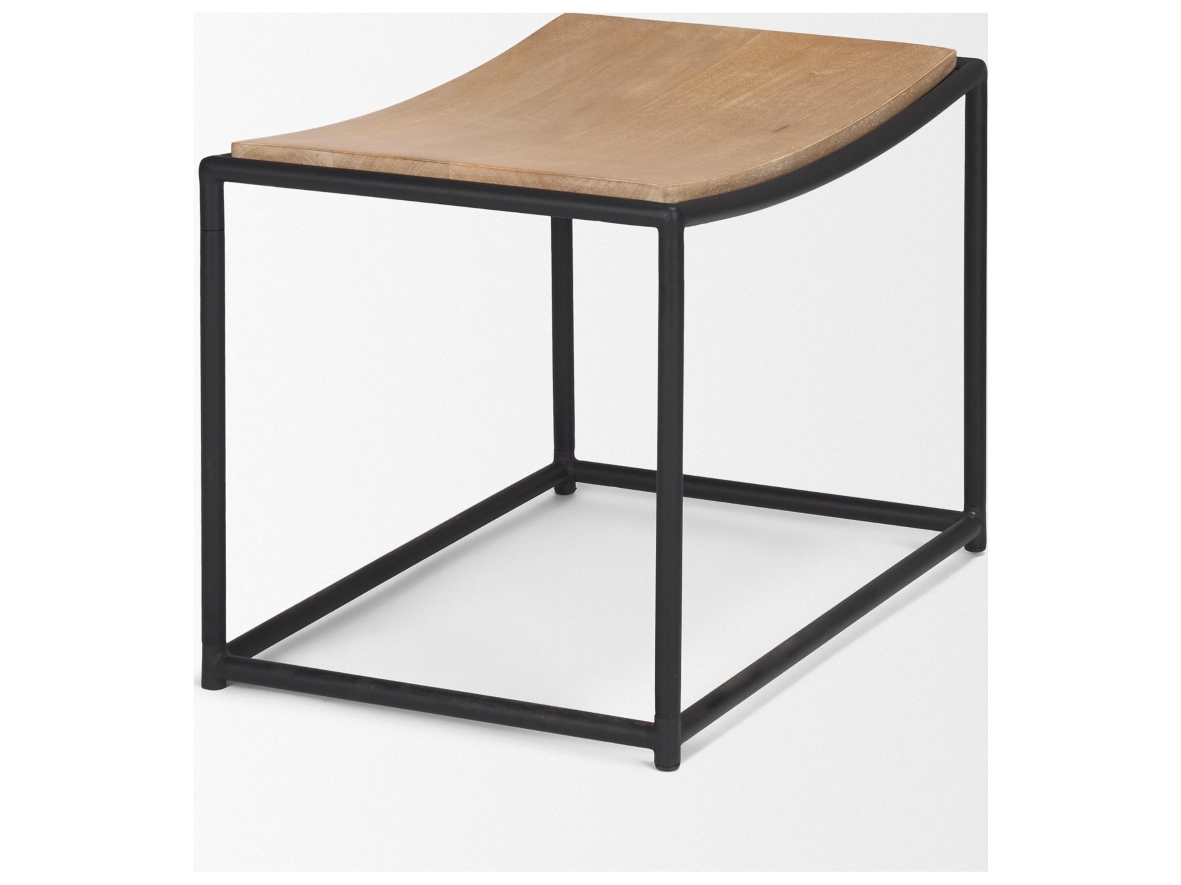Mercana Taniel Light Brown Wood w/ Black Metal Stool
