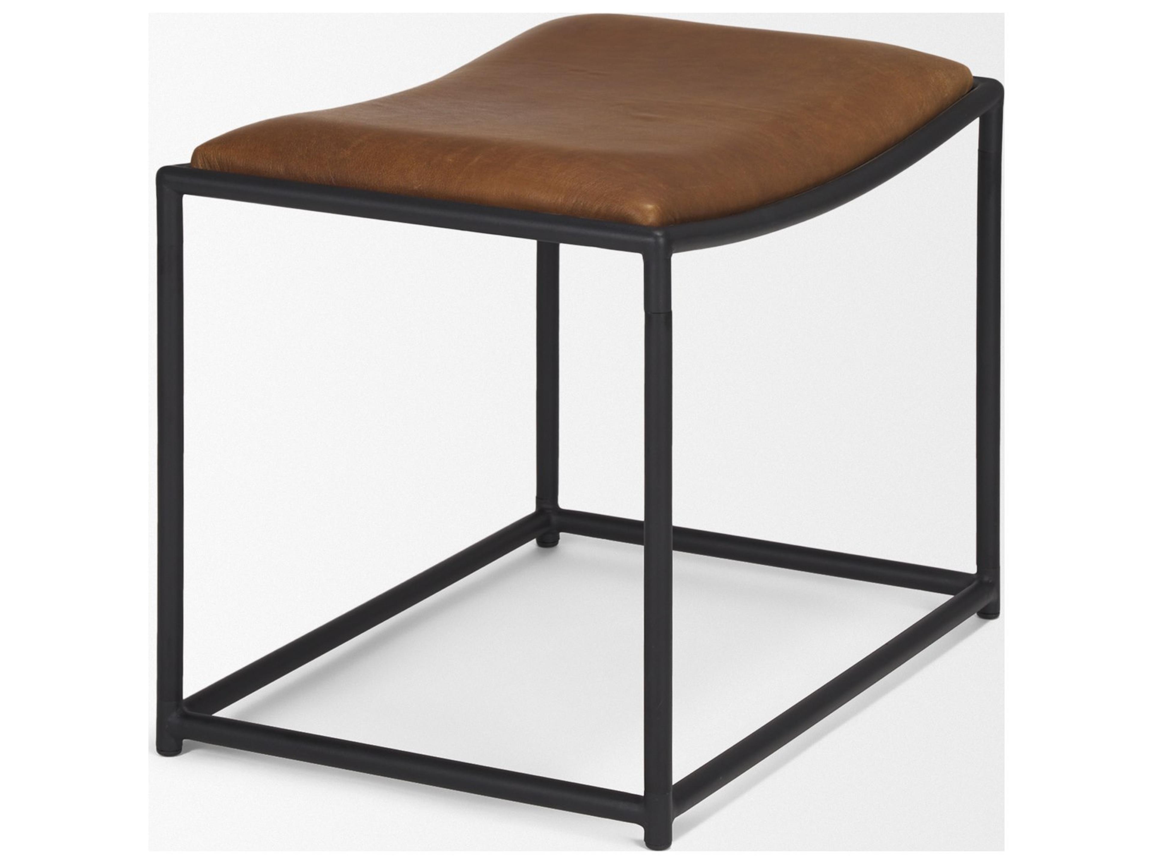 Mercana Taniel Brown Leather w/ Black Metal Stool