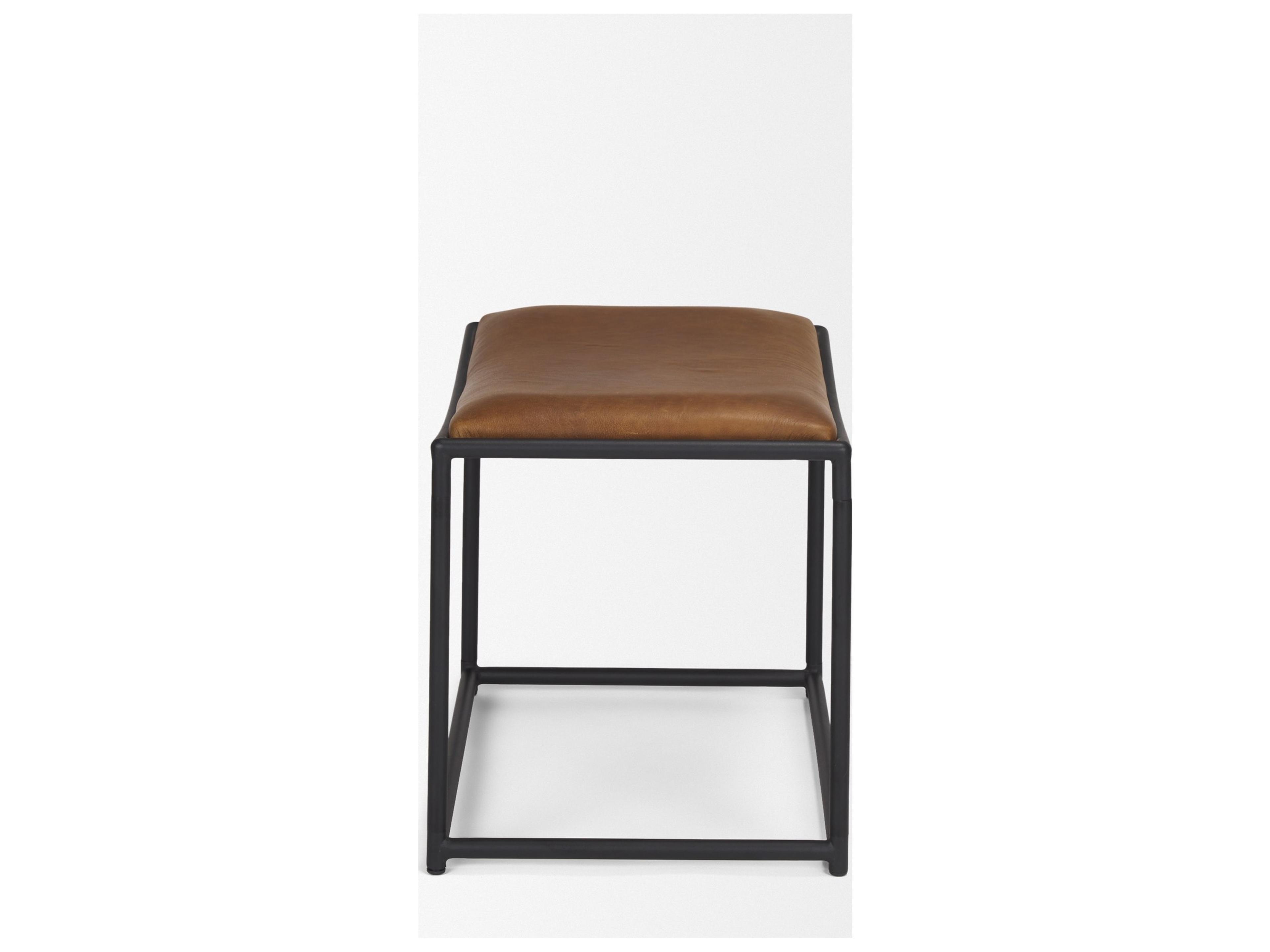 Mercana Taniel Brown Leather w/ Black Metal Stool