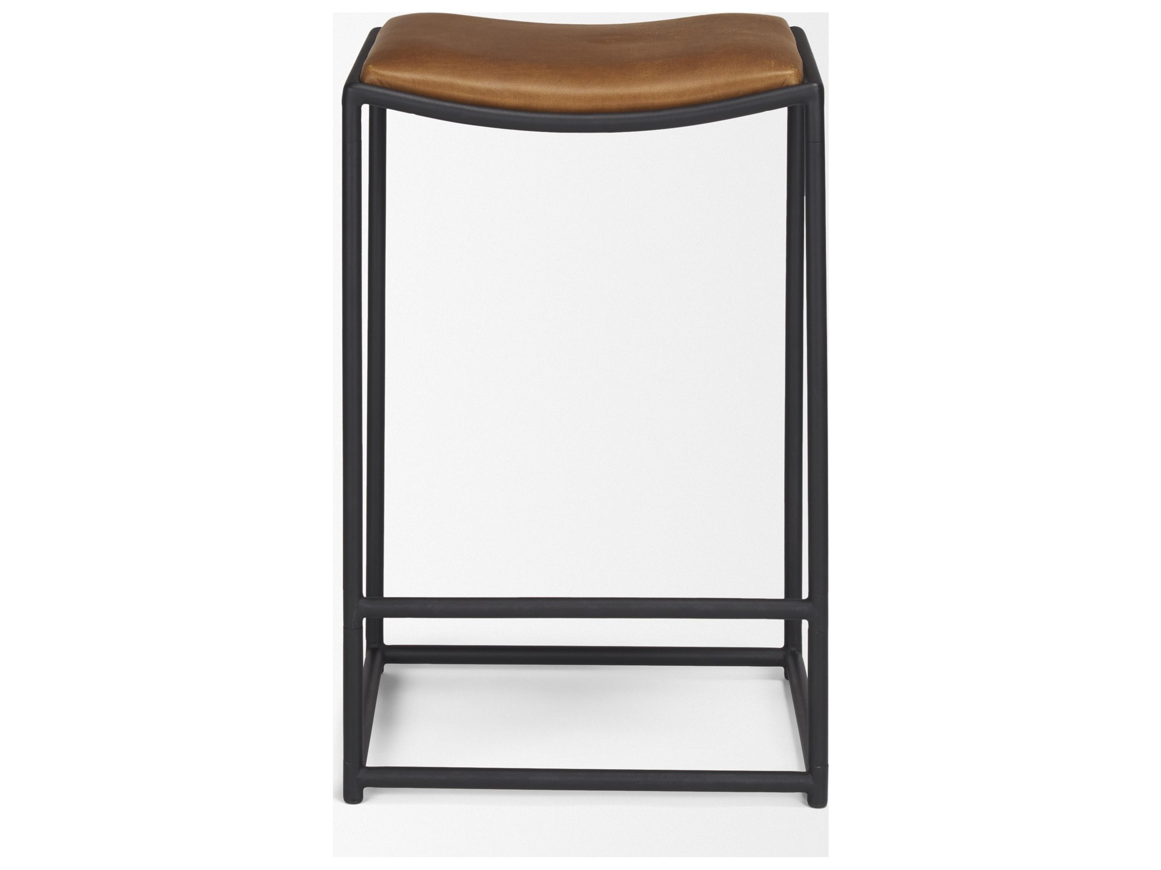 Mercana Taniel Brown Leather w/ Black Metal Counter Stool