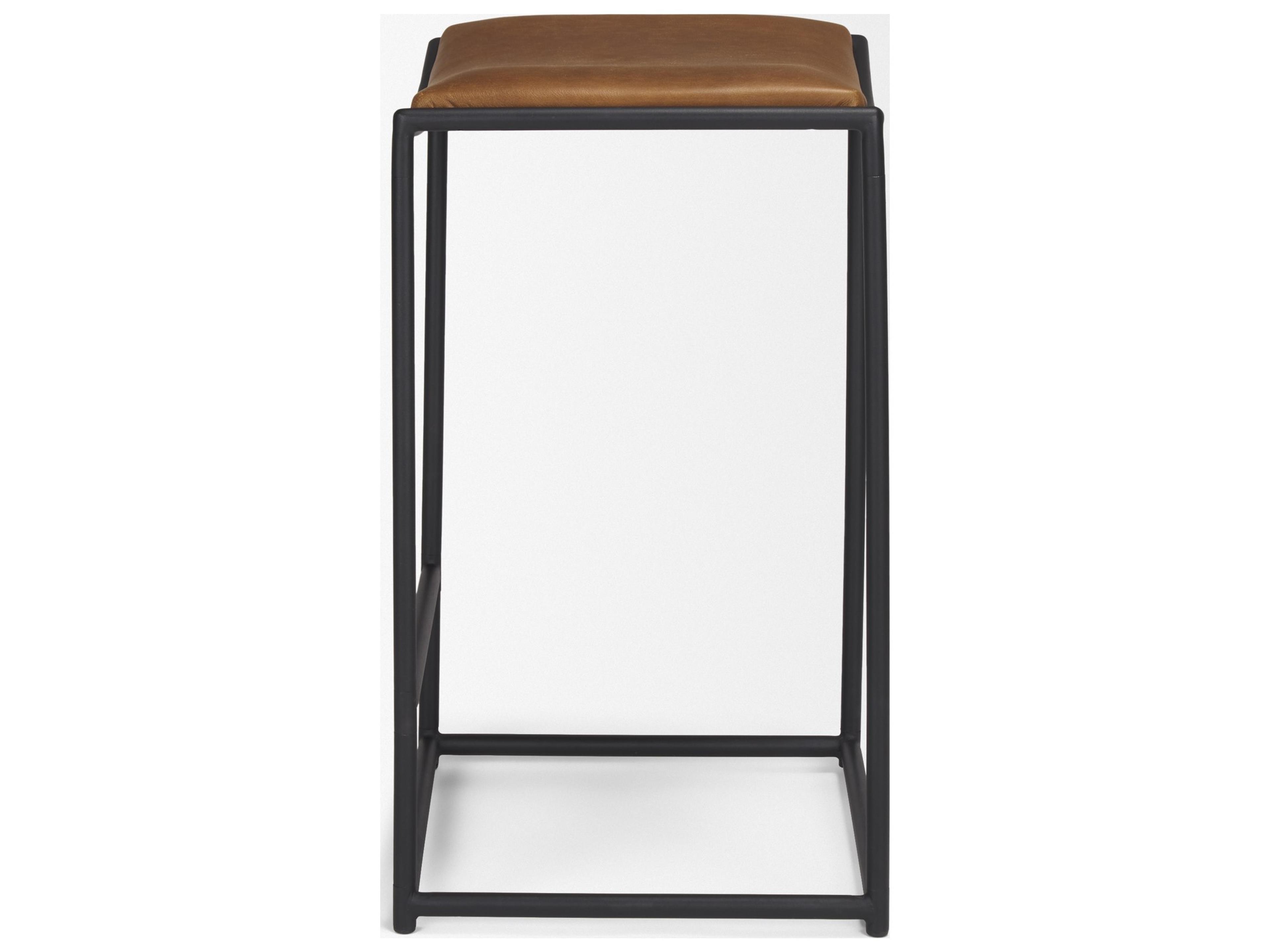 Mercana Taniel Brown Leather w/ Black Metal Counter Stool