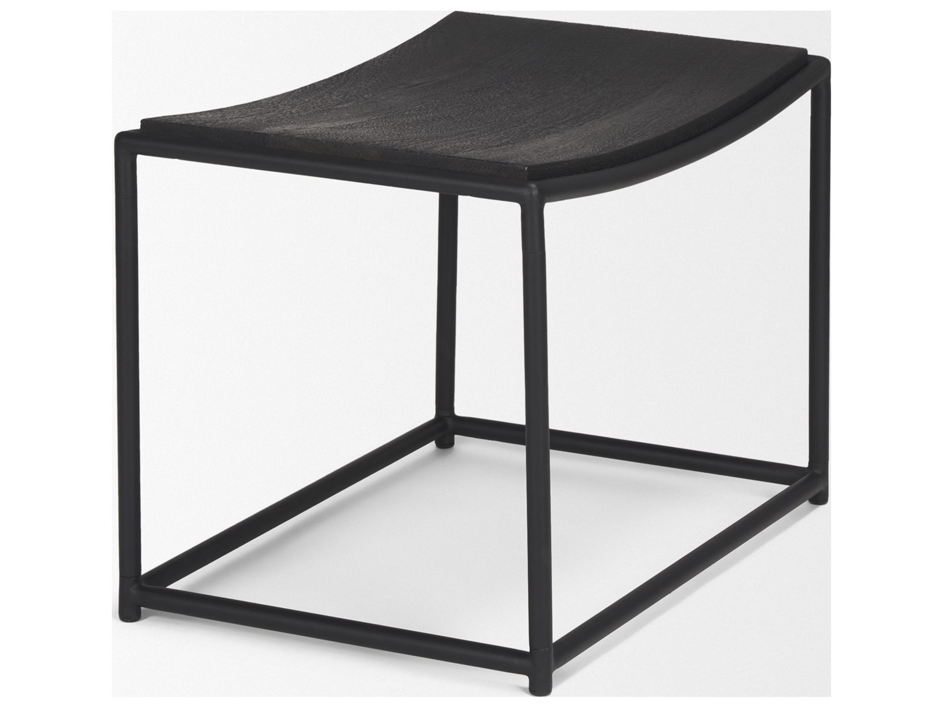 Mercana Taniel Textured Black Wood w/ Black Metal Stool