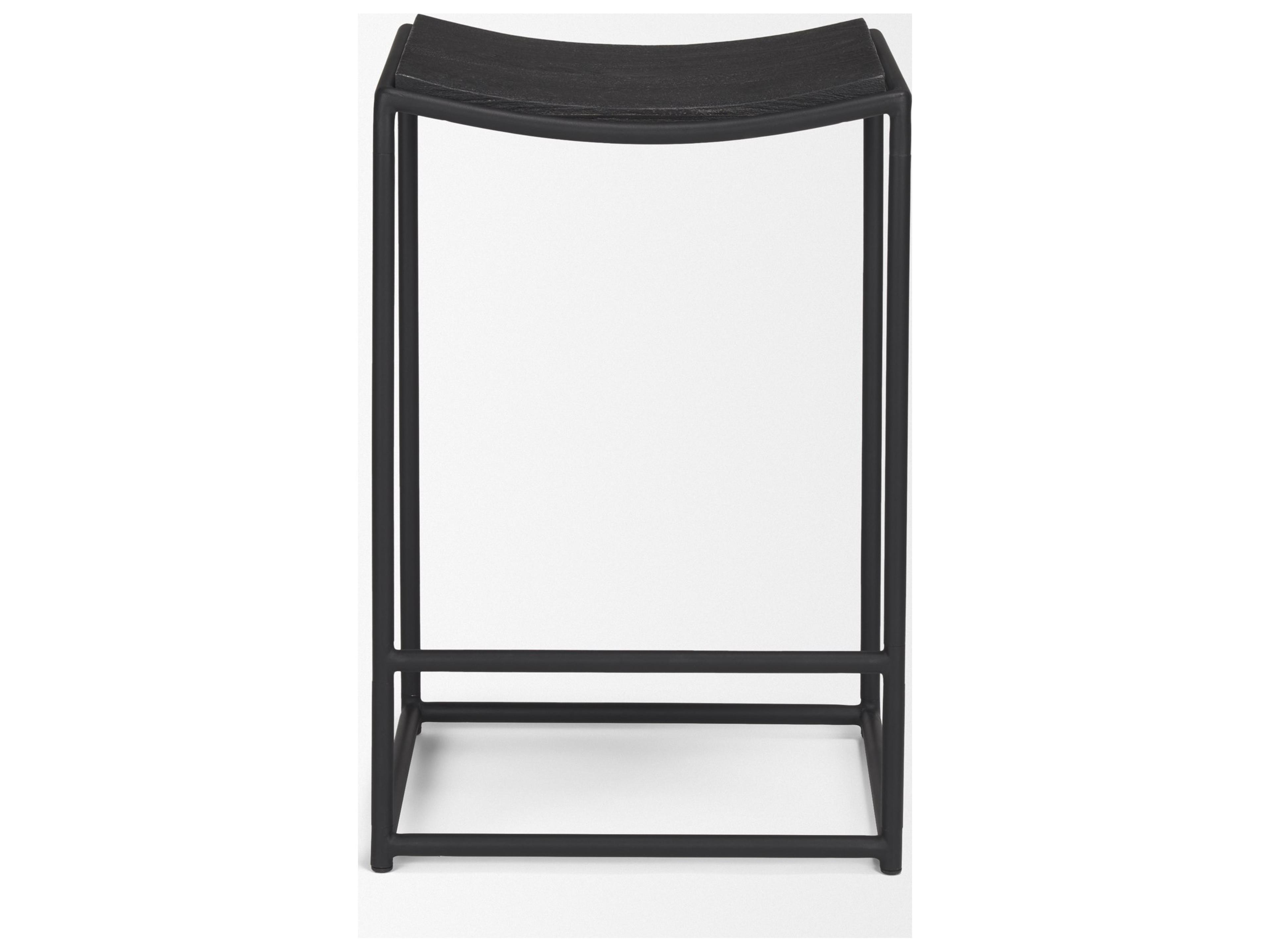 Mercana Taniel Textured Black Wood w/ Black Metal Counter Stool