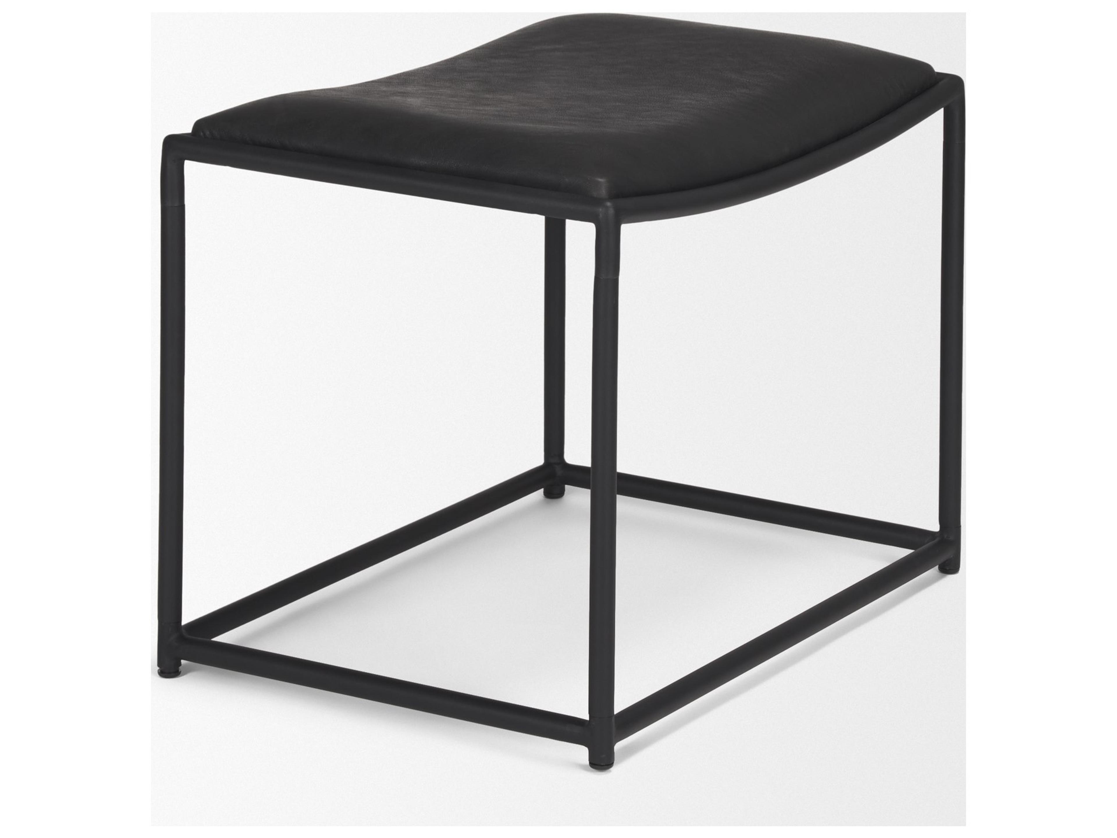 Mercana Taniel Black Leather w/ Black Metal Stool