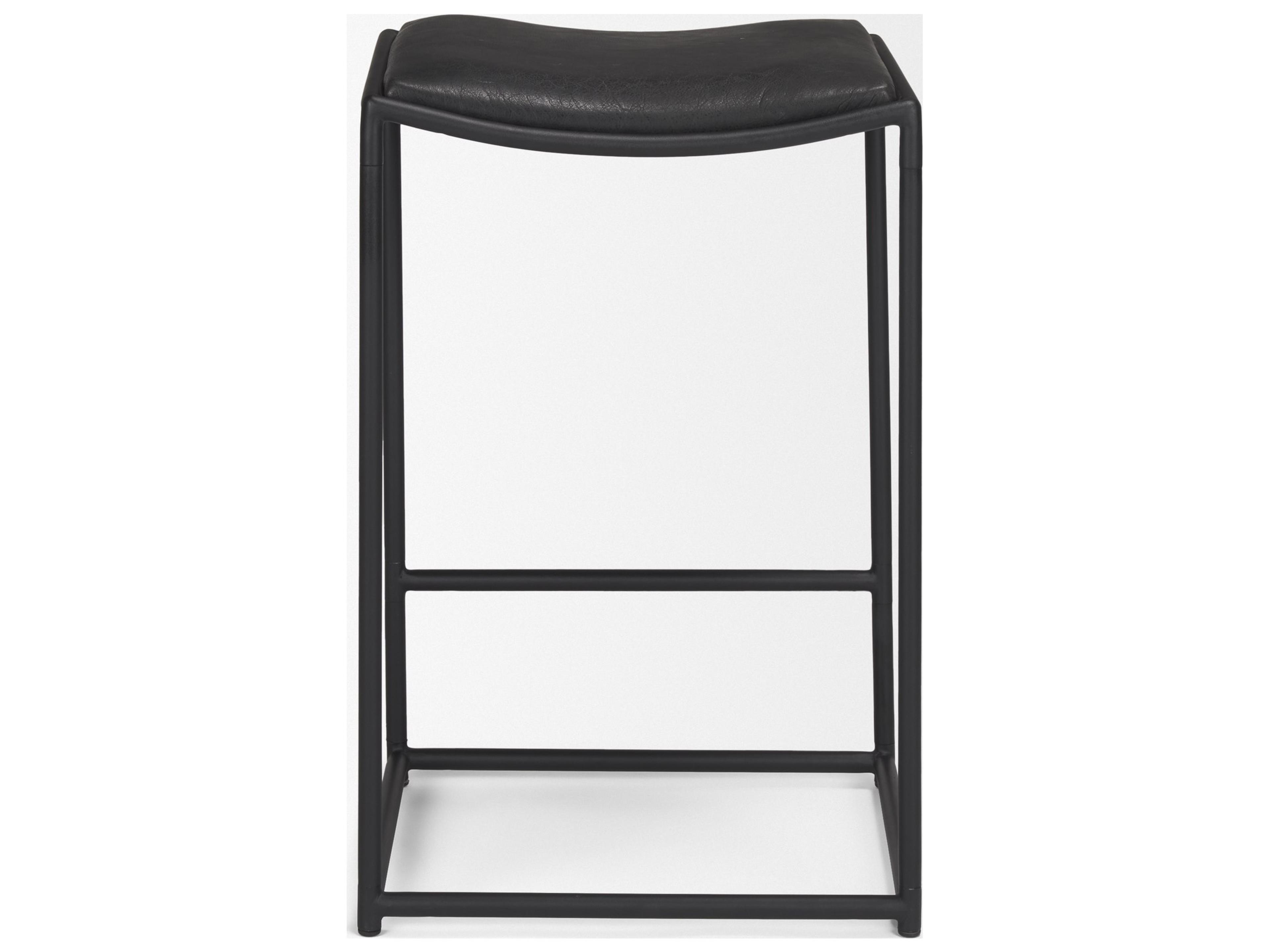Mercana Taniel Black Leather w/ Black Metal Counter Stool