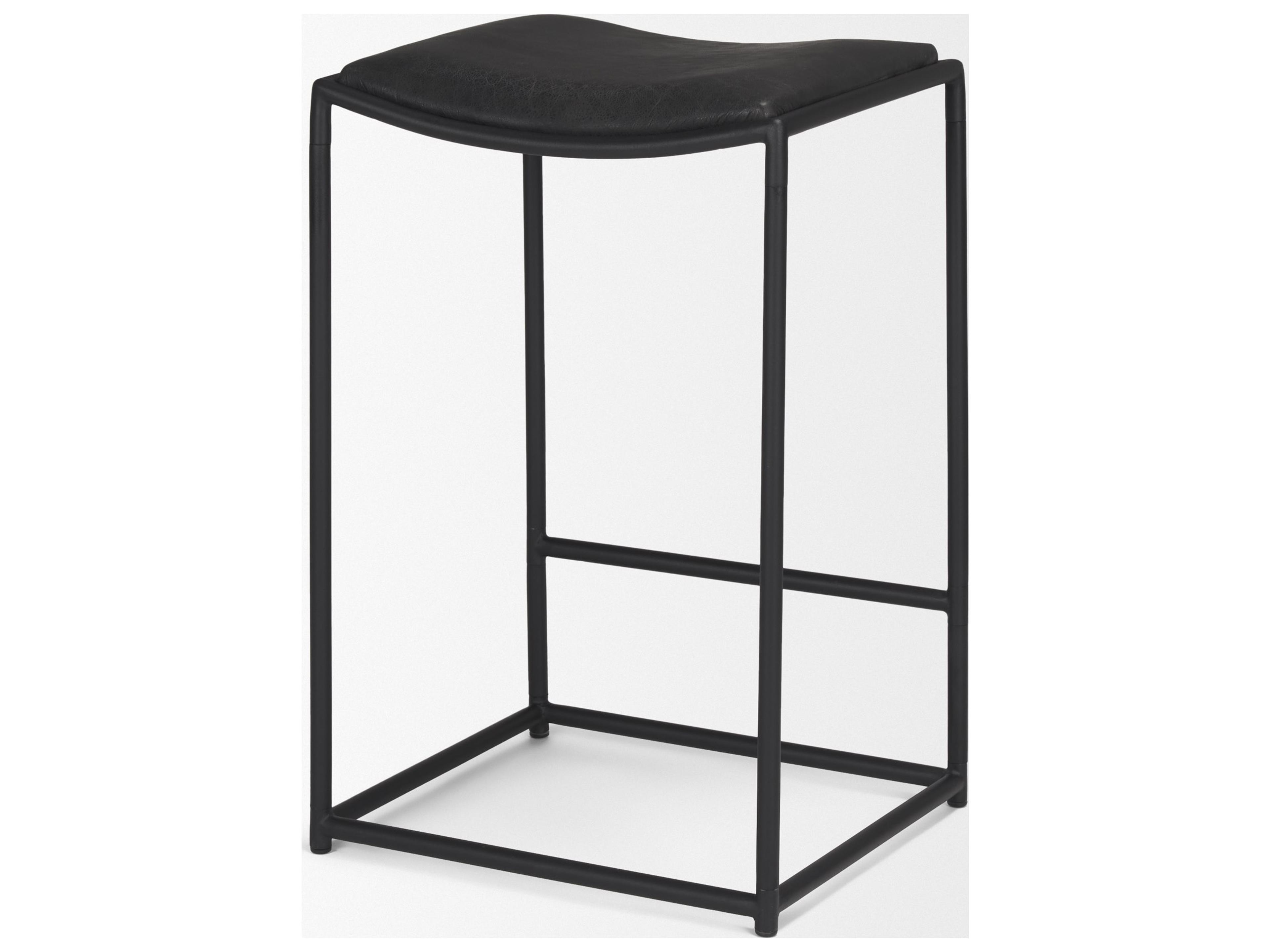 Mercana Taniel Black Leather w/ Black Metal Counter Stool