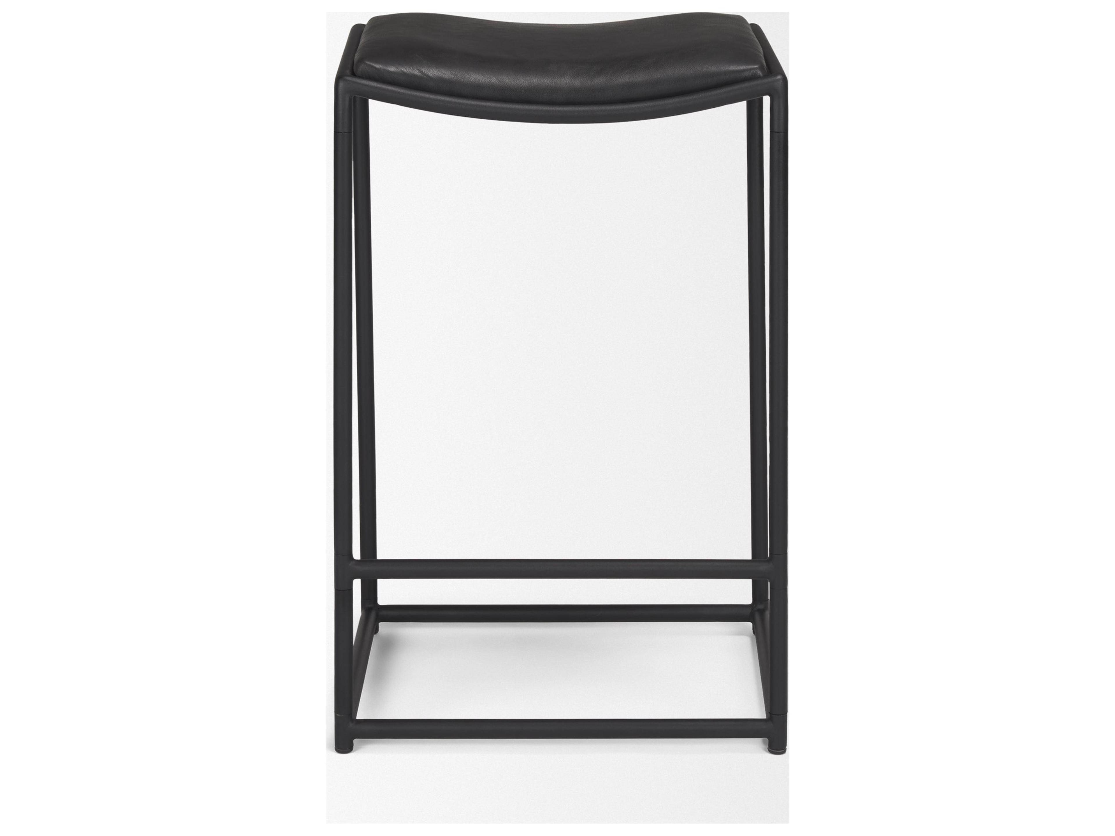 Mercana Taniel Black Leather w/ Black Metal Counter Stool