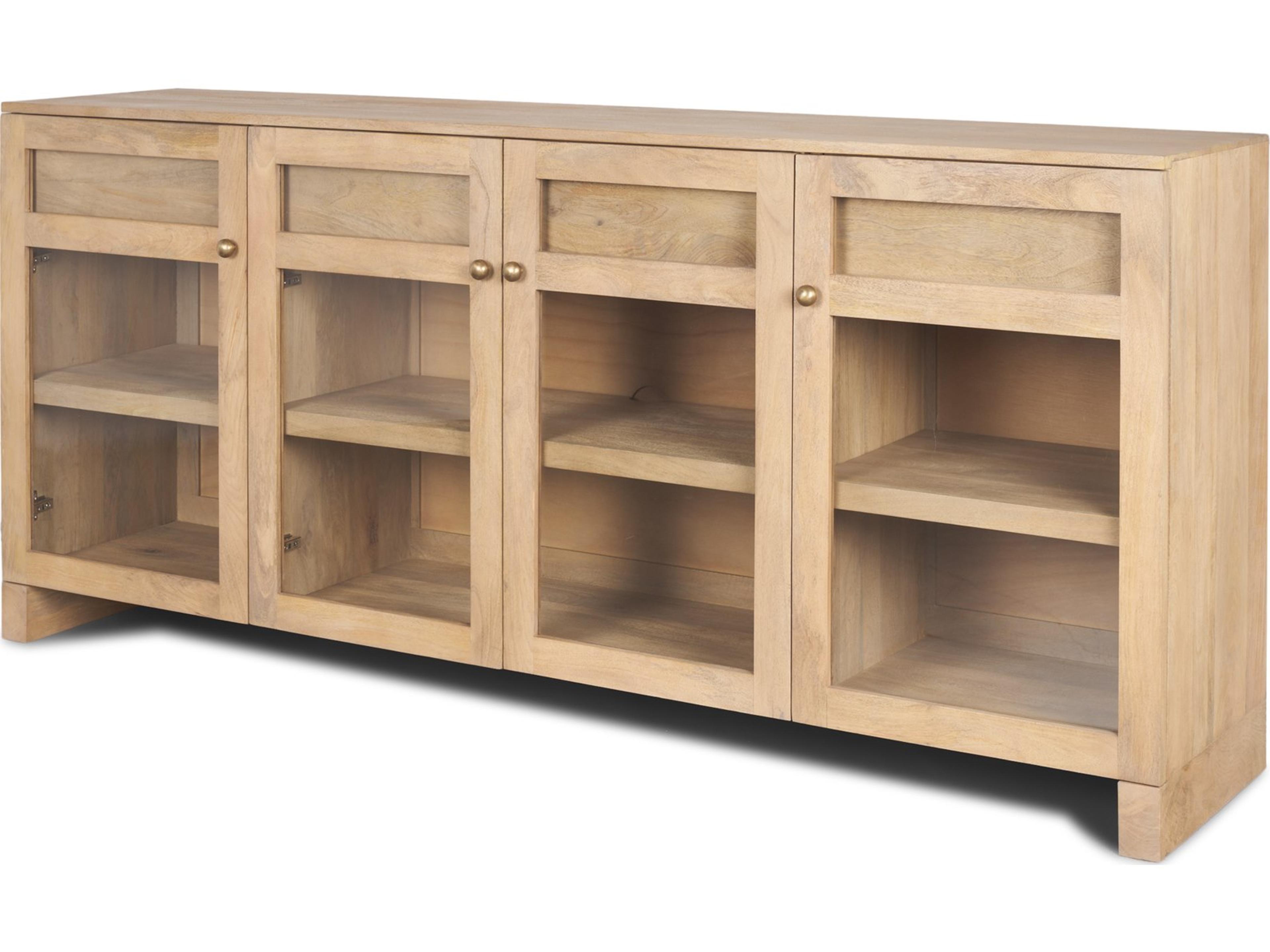 Mercana Suri Light Brown Wood w/ Glass Doors Sideboard