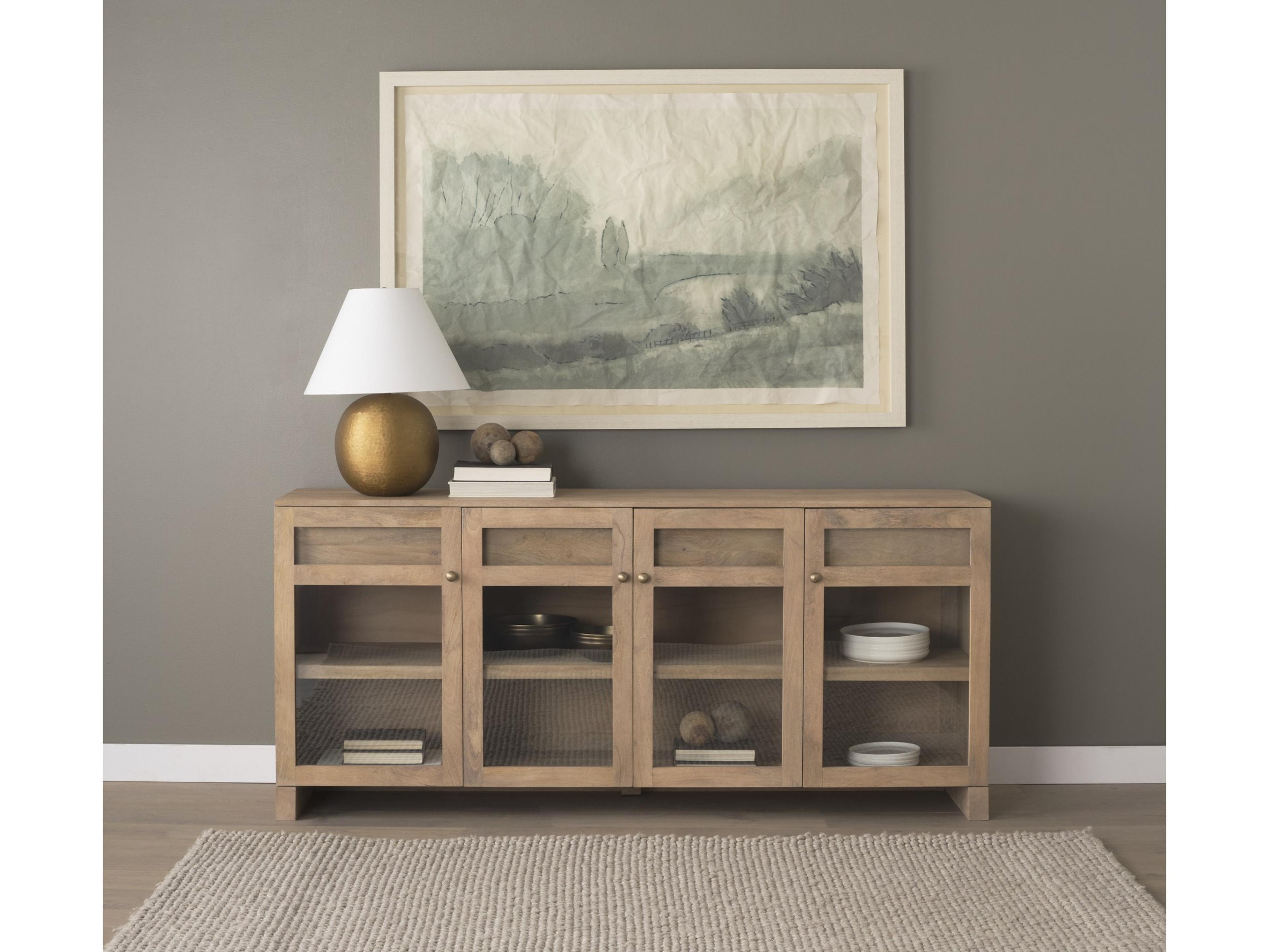 Mercana Suri Light Brown Wood w/ Glass Doors Sideboard