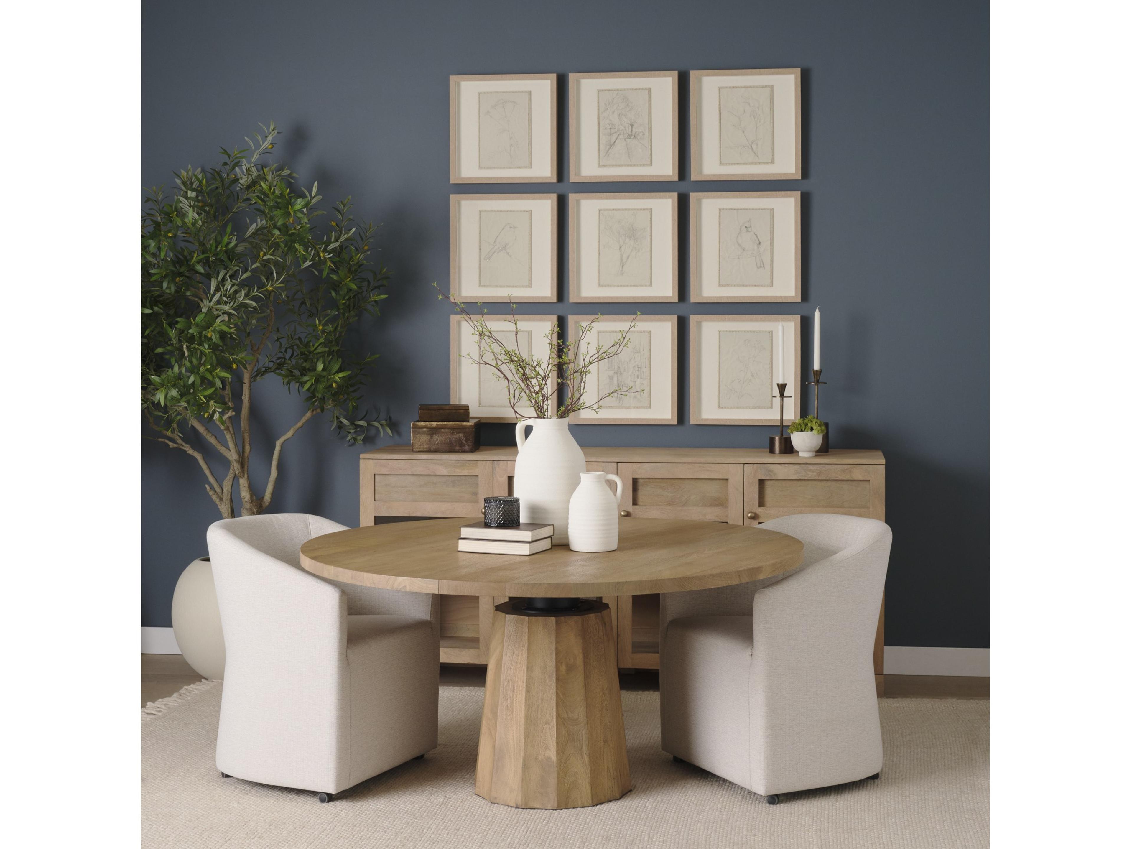 Mercana Suri Light Brown Wood w/ Glass Doors Sideboard