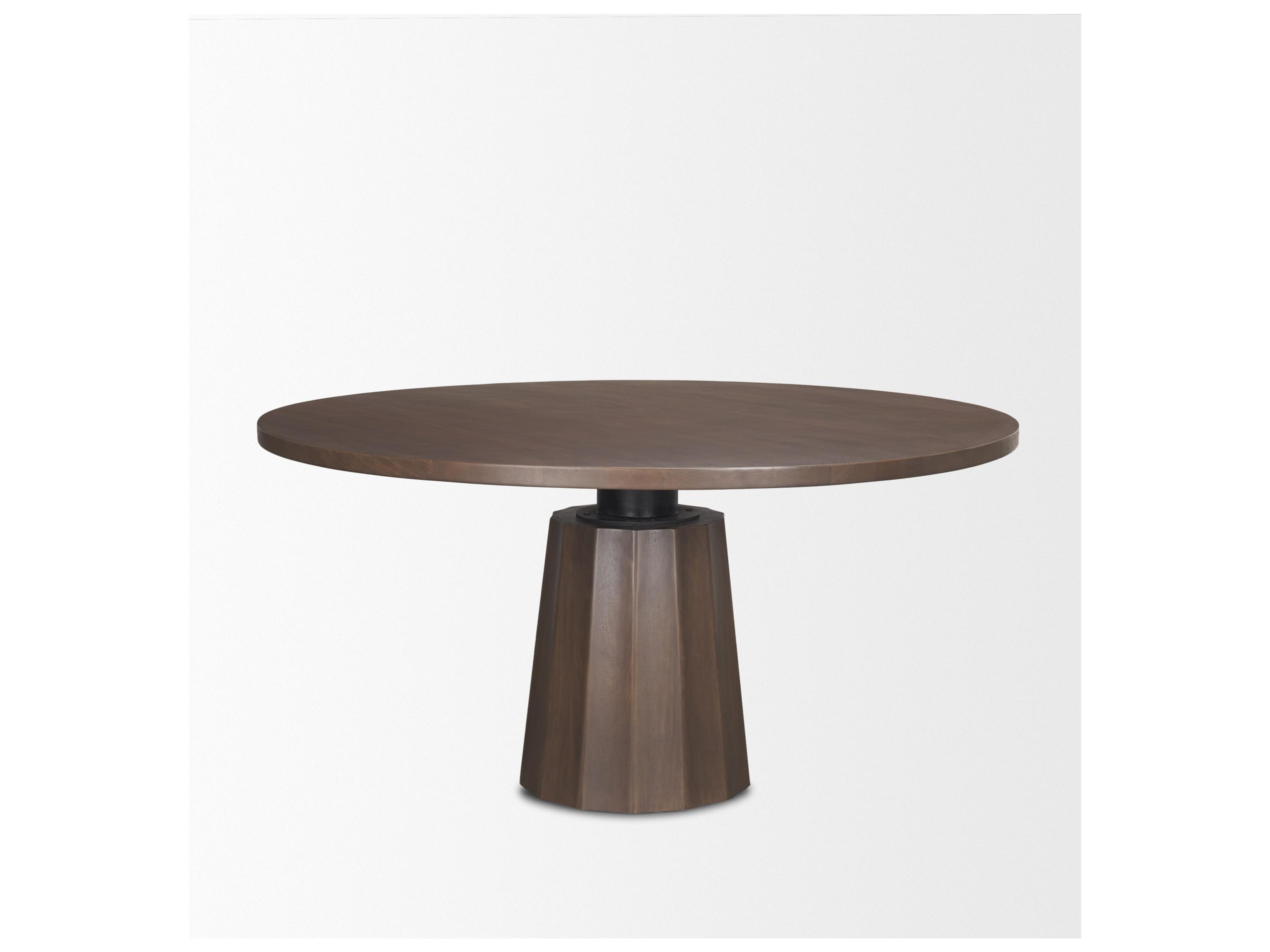 Mercana Swanson 60" Dark Brown Wood Round Pedestal Dining Table