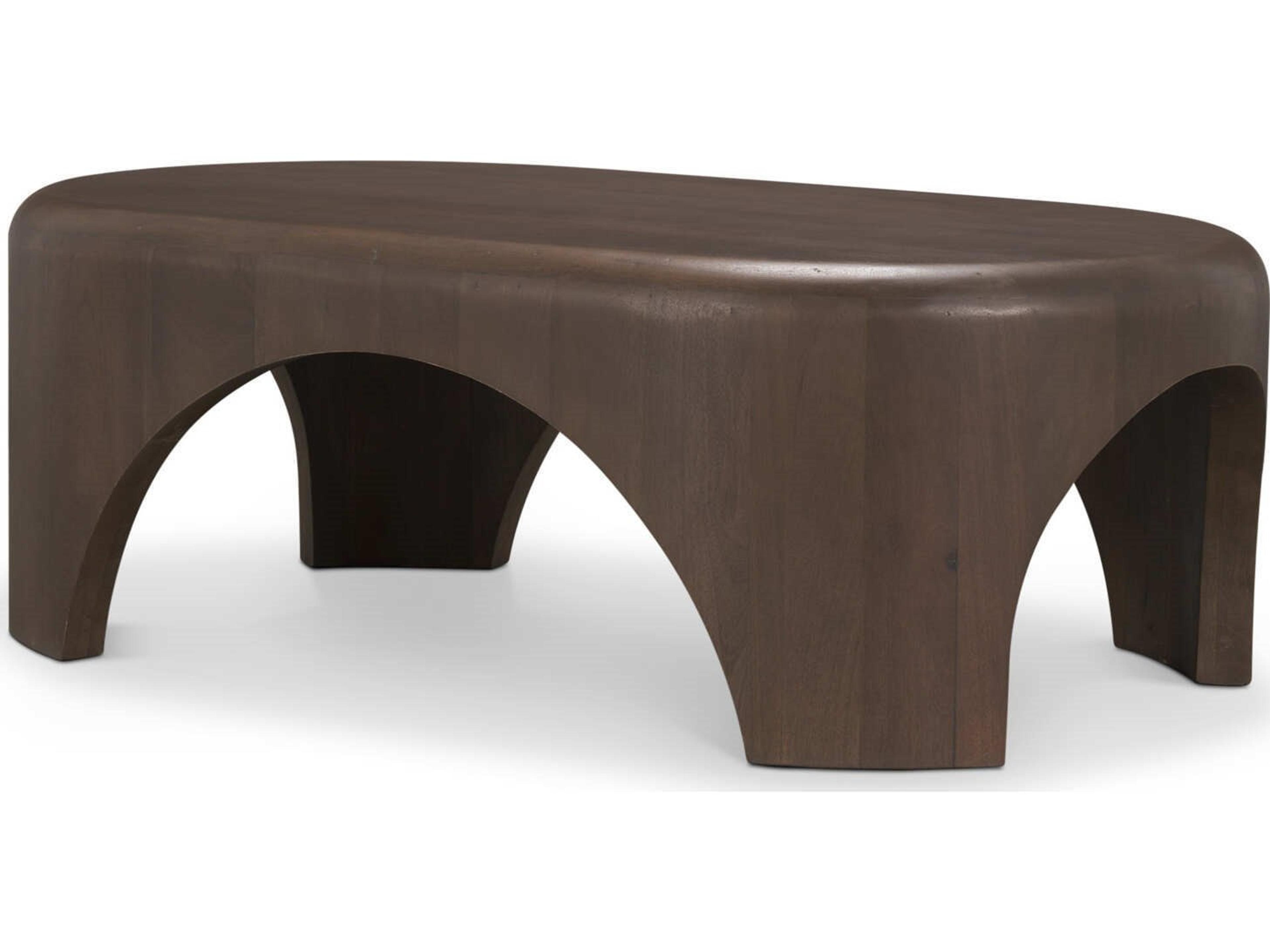 Shima Oval Dark Brown Wood w/ Arched Legs Coffee Table