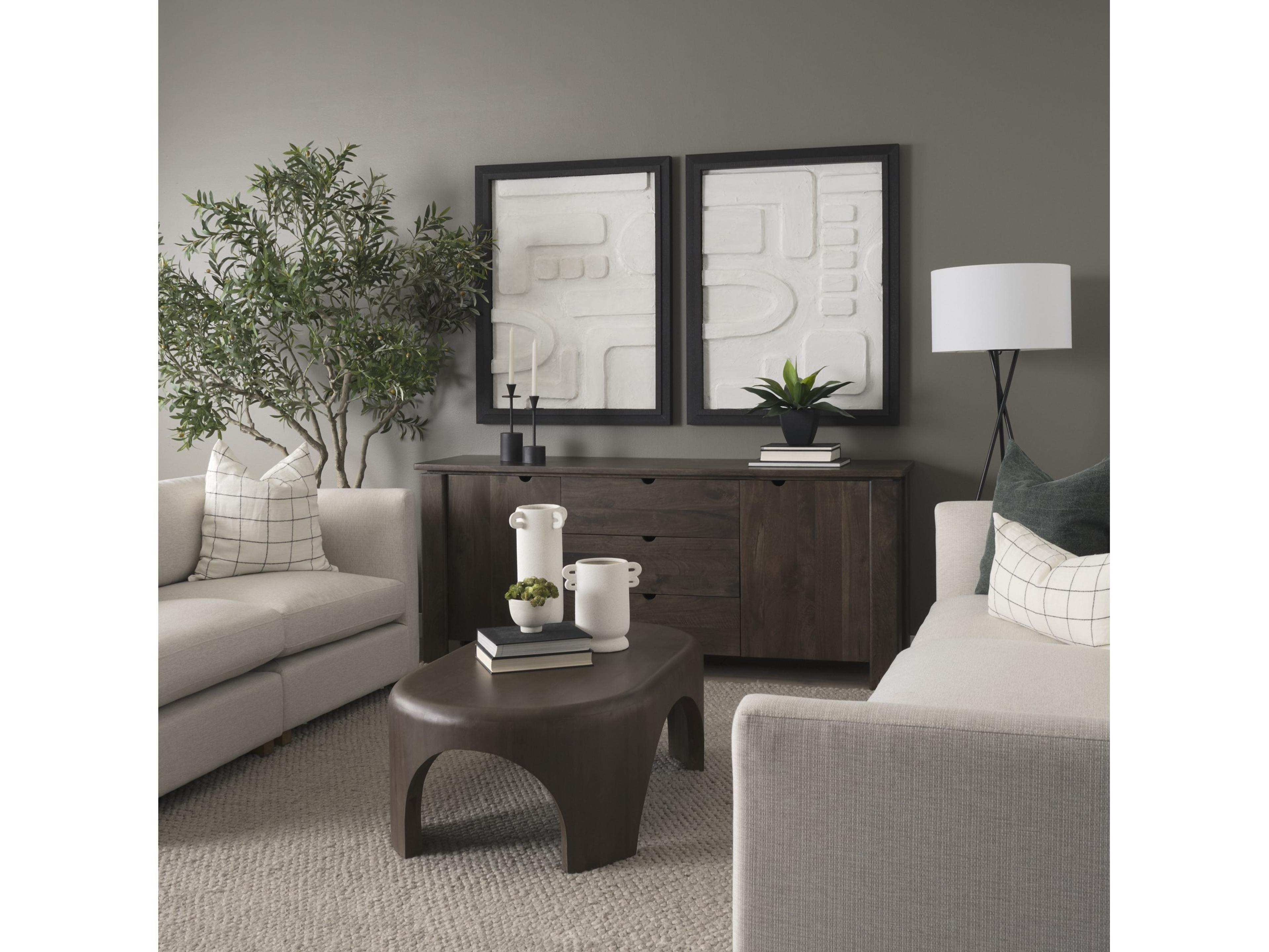 Mercana Shima Oval Dark Brown Wood w/ Arched Legs Coffee Table