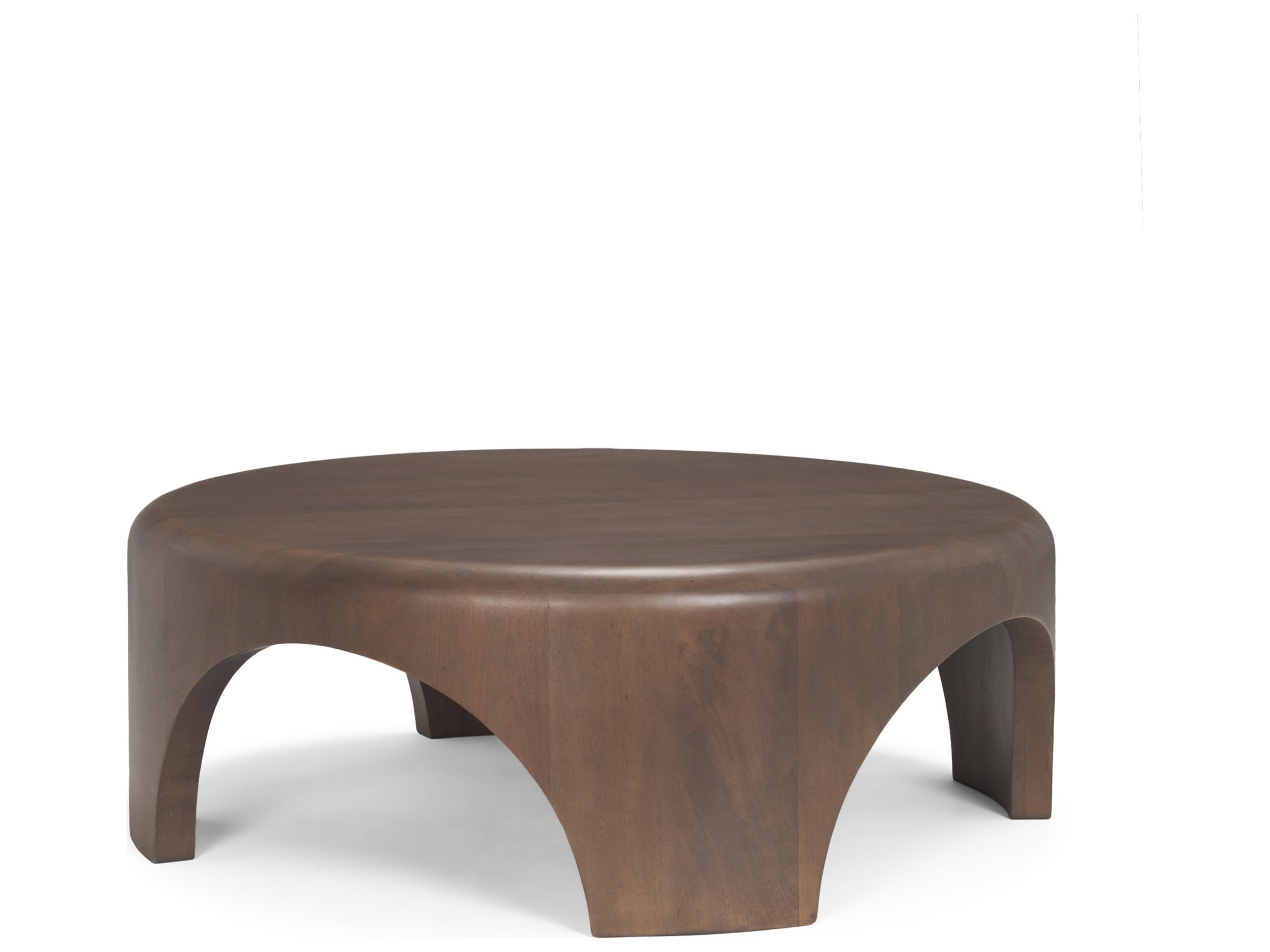 Shima Round Dark Brown Wood W/Arched Legs Coffee Table