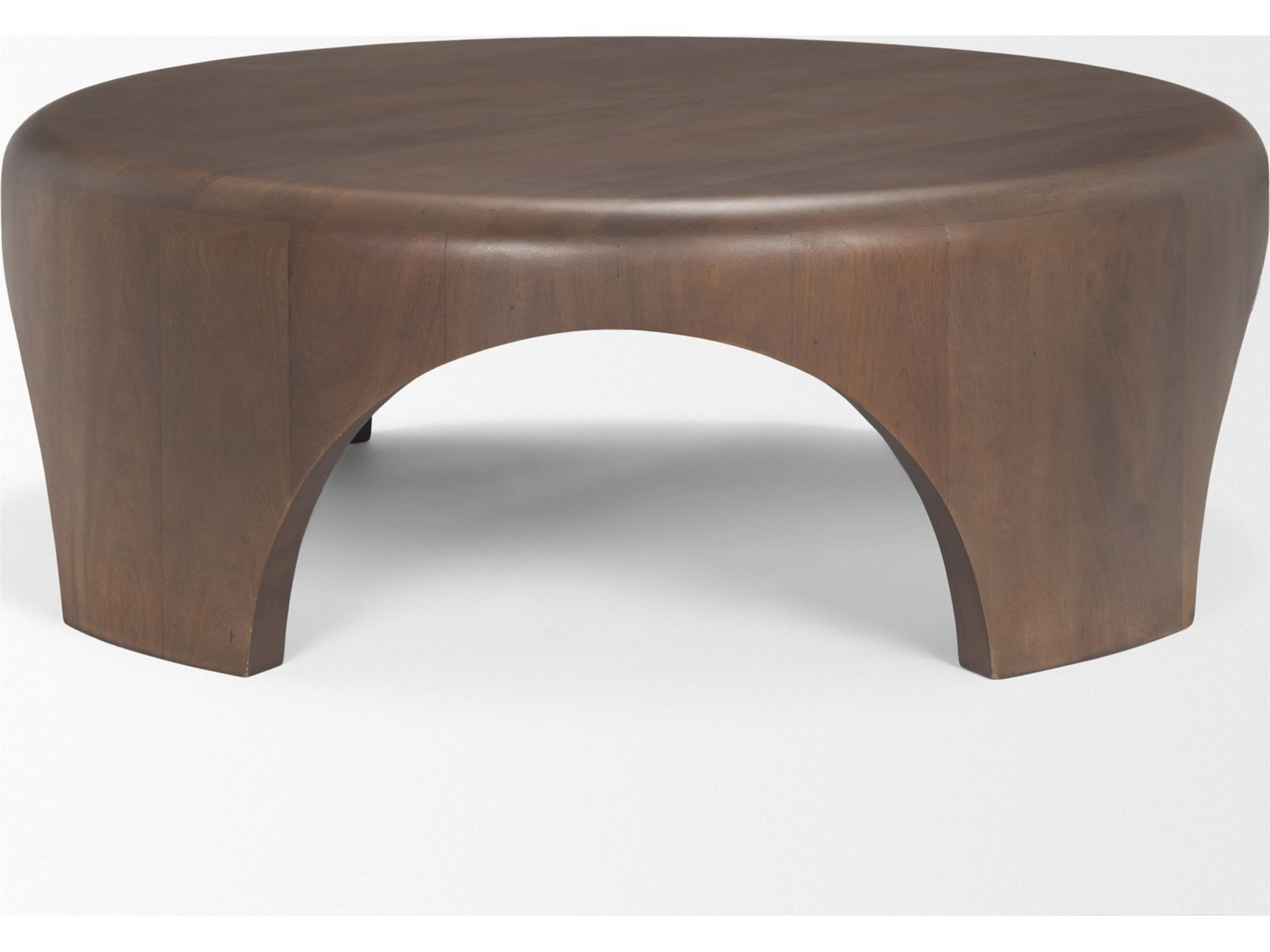 Mercana Shima Round Dark Brown Wood W/Arched Legs Coffee Table