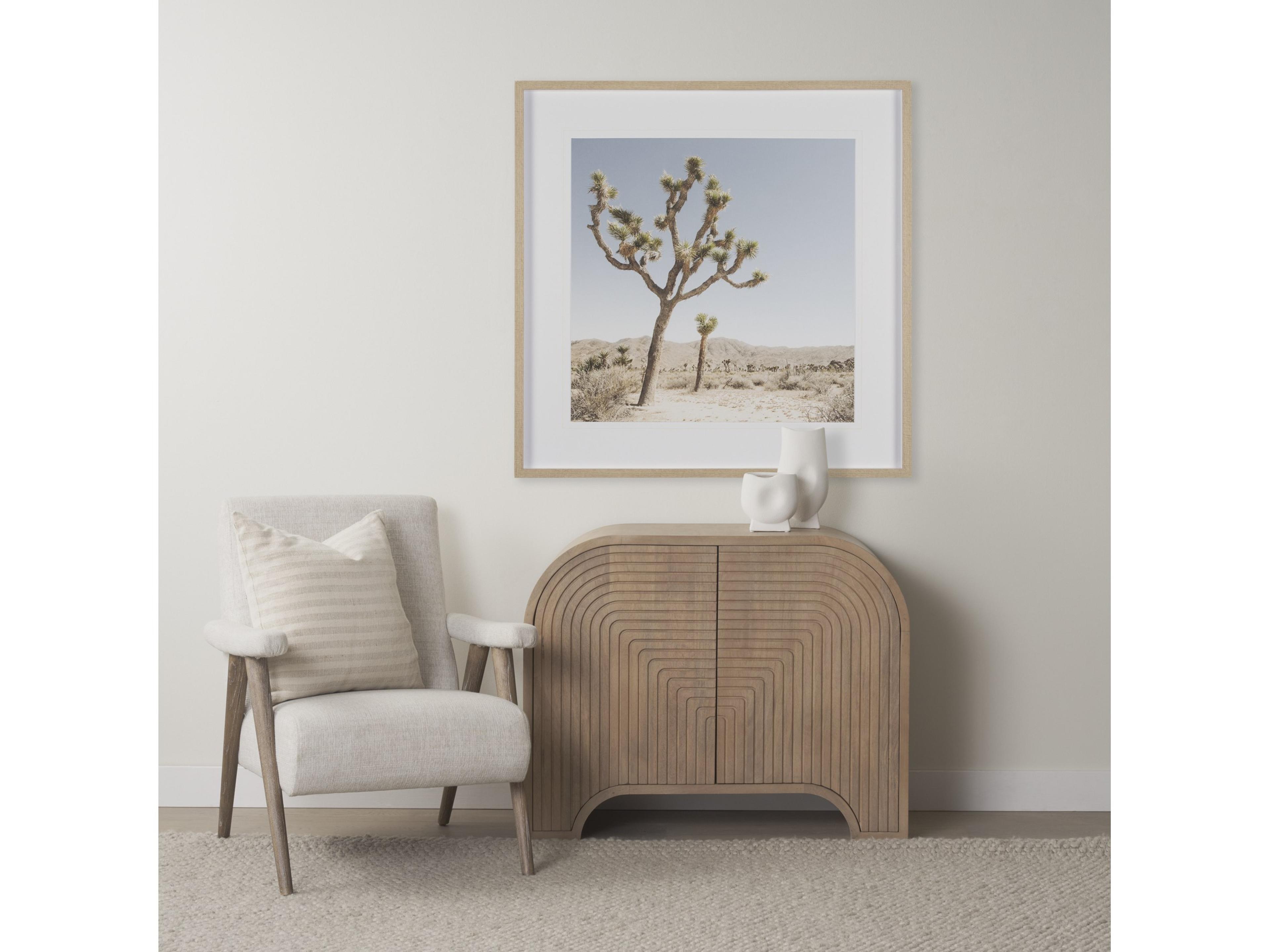 Mercana Sorina Reverse Fluted Light Brown Wood Accent Cabinet