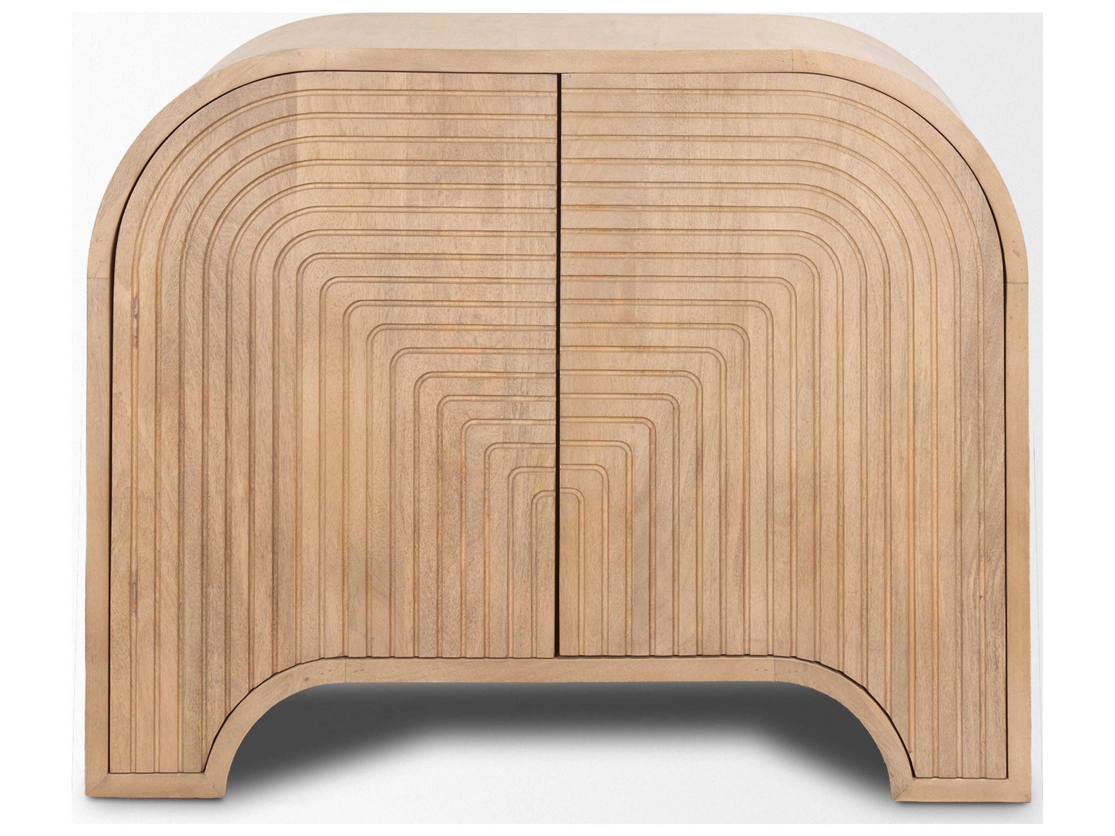 Mercana Sorina Reverse Fluted Light Brown Wood Accent Cabinet