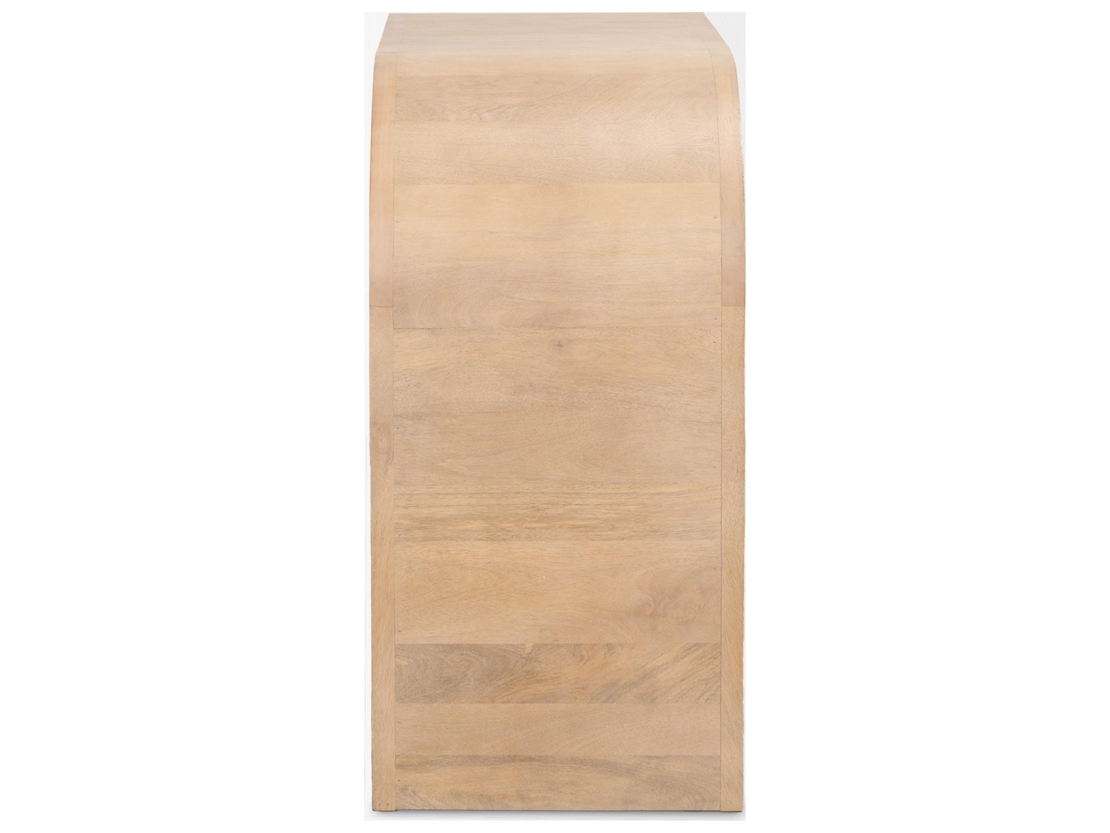 Mercana Sorina Reverse Fluted Light Brown Wood Accent Cabinet