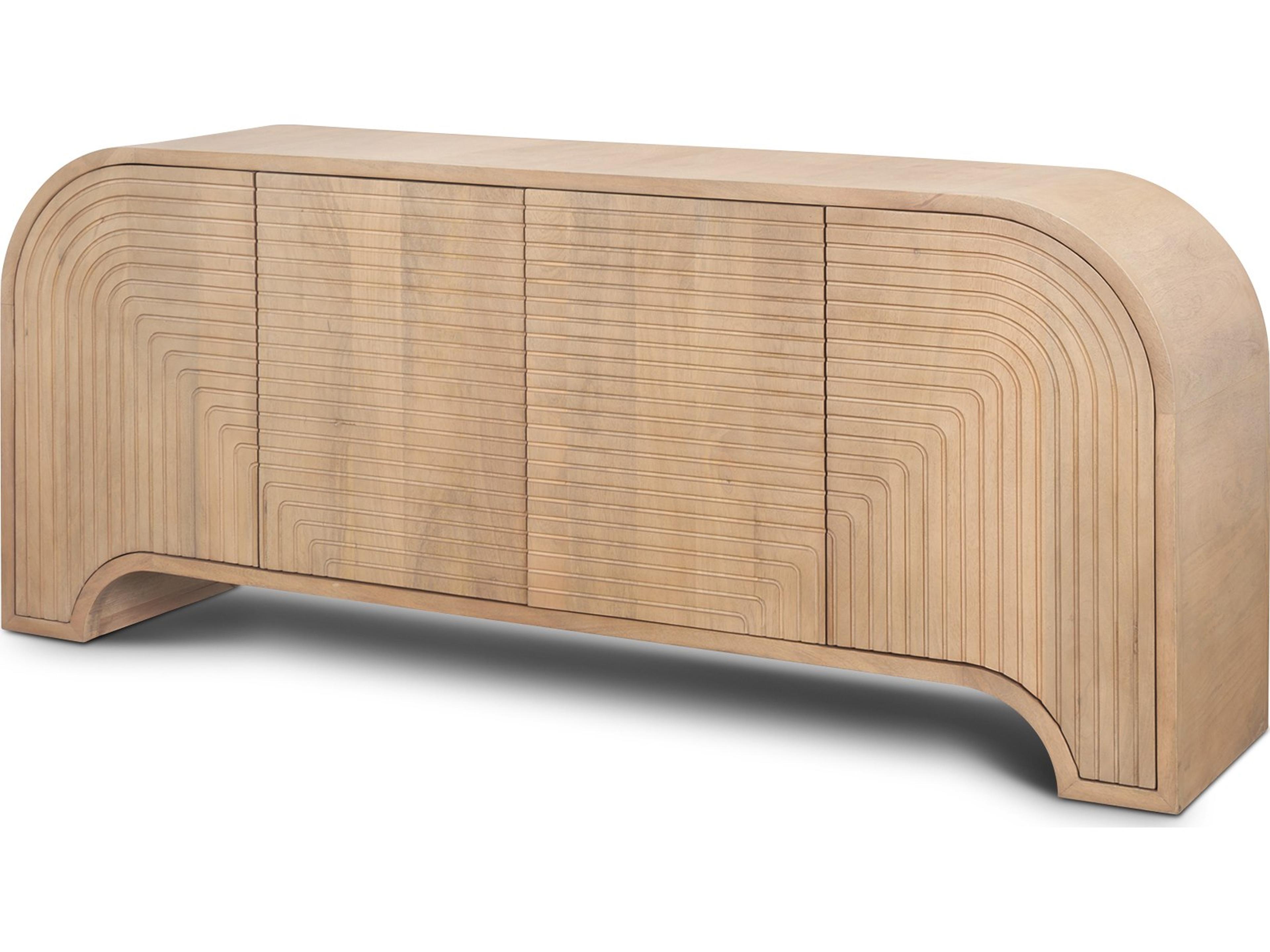 Sorina Reverse Fluted Light Brown Wood Sideboard