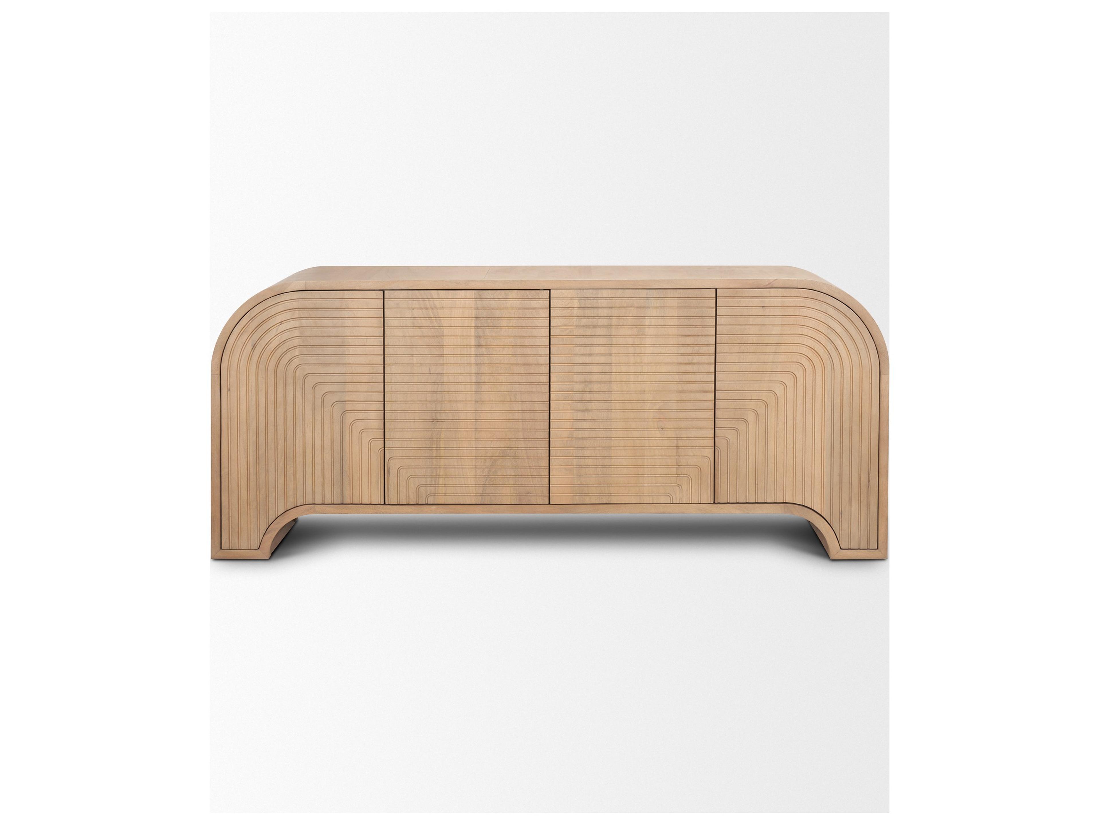 Mercana Sorina Reverse Fluted Light Brown Wood Sideboard