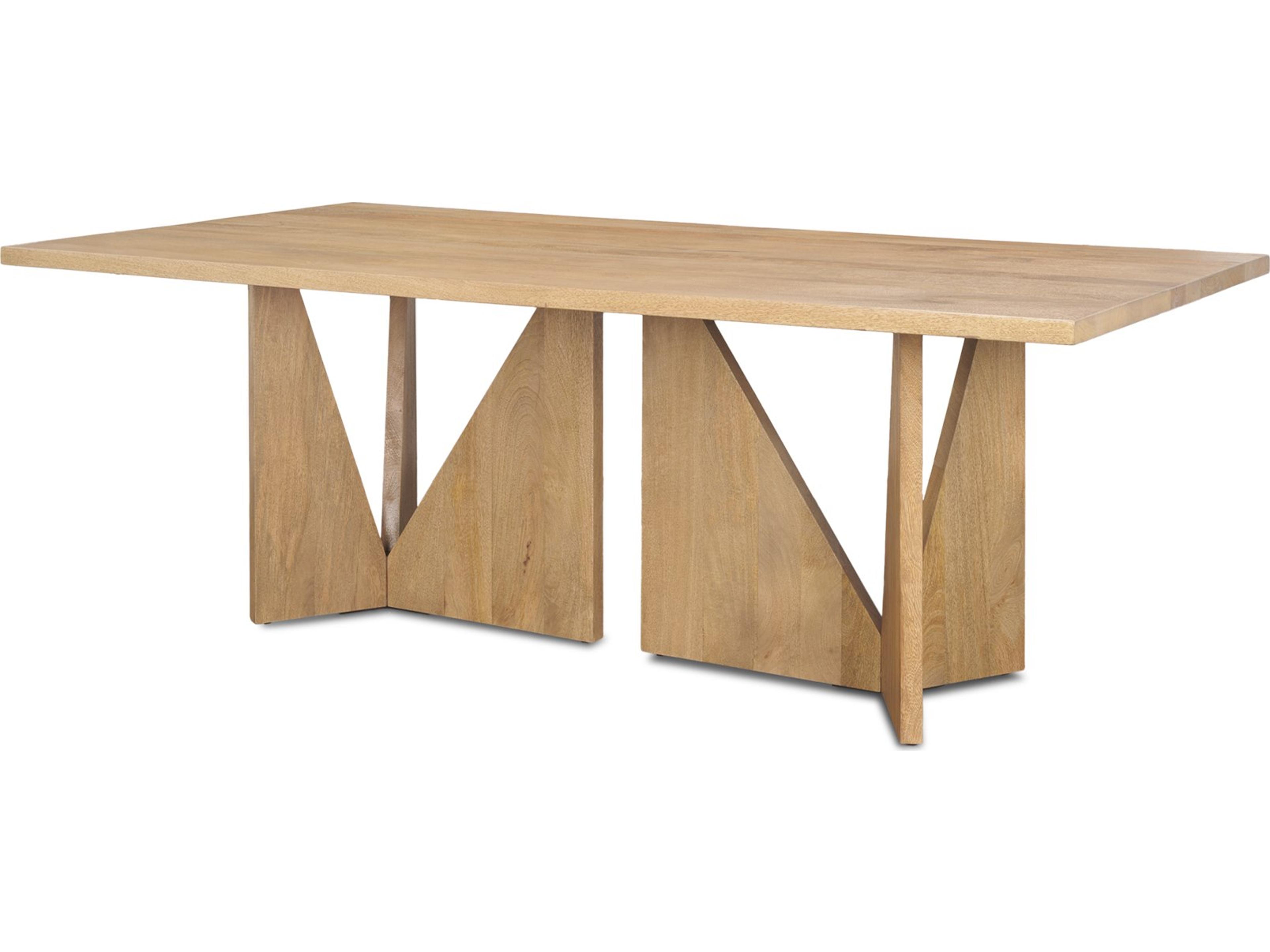 Tarro 84" Rectangular Light Brown Wood w/ Geometrical Base Dining Table