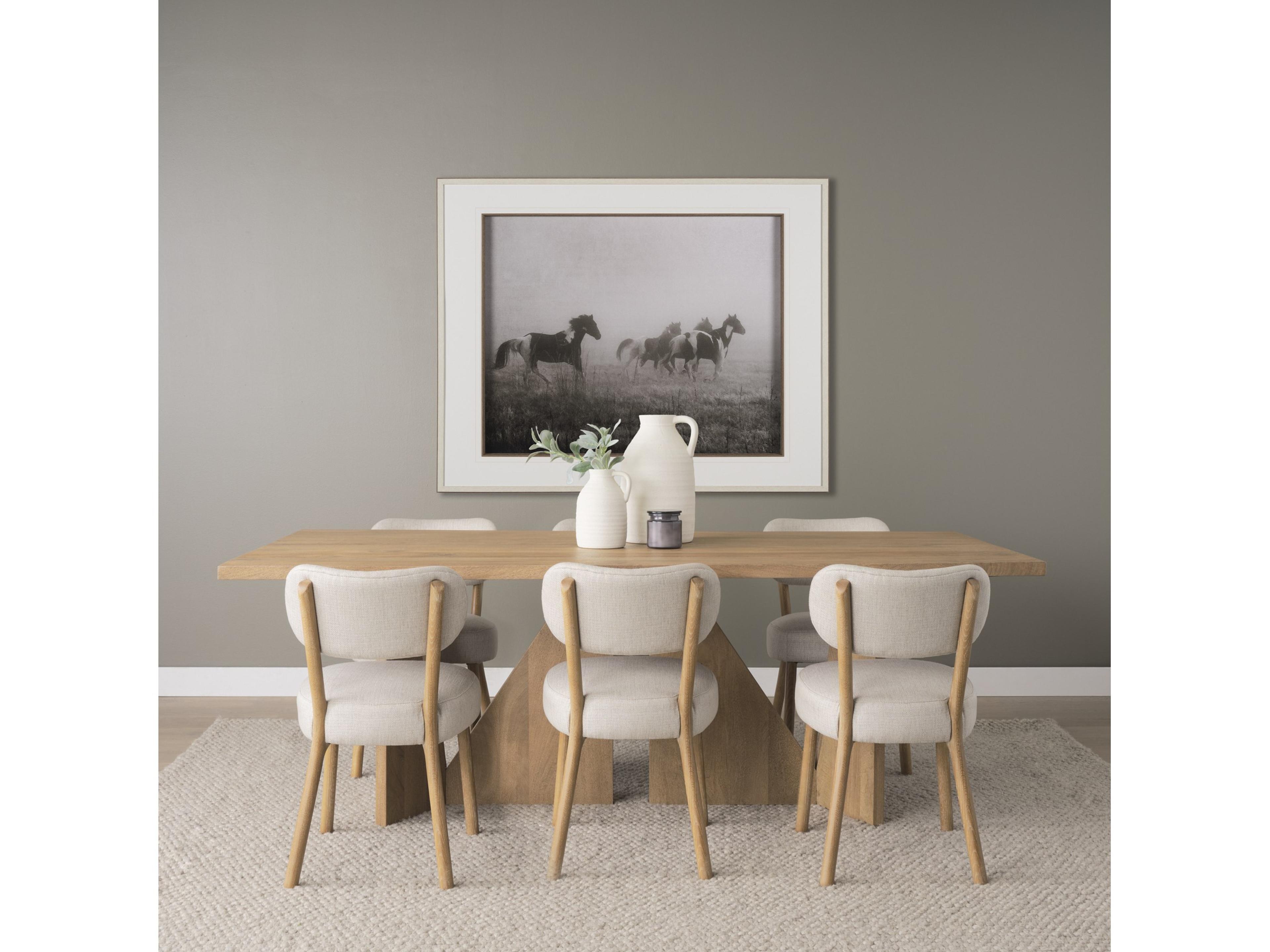 Mercana Tarro 84" Rectangular Light Brown Wood w/ Geometrical Base Dining Table