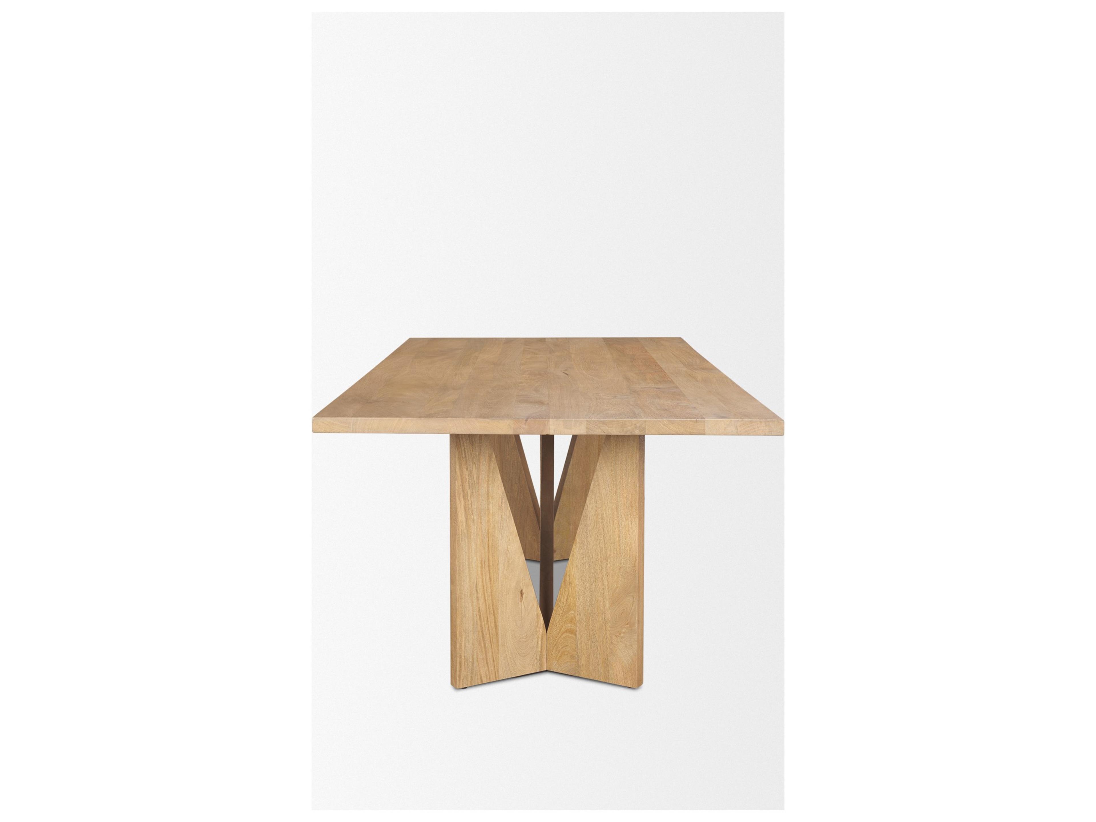 Mercana Tarro 84" Rectangular Light Brown Wood w/ Geometrical Base Dining Table